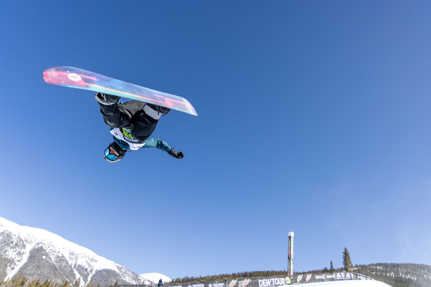 Raibu Katayama practices on the DewTour Superpipe at Copper Mountain in Frisco, Colo. on Saturday, Mar. 9, 2024. (Liz Copan / special to The Gazette) (Liz Copan)