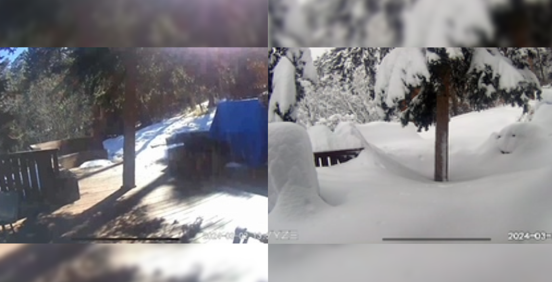 Before and after an avalanche hit Cascade. (courtesy of Sharon Reusser)