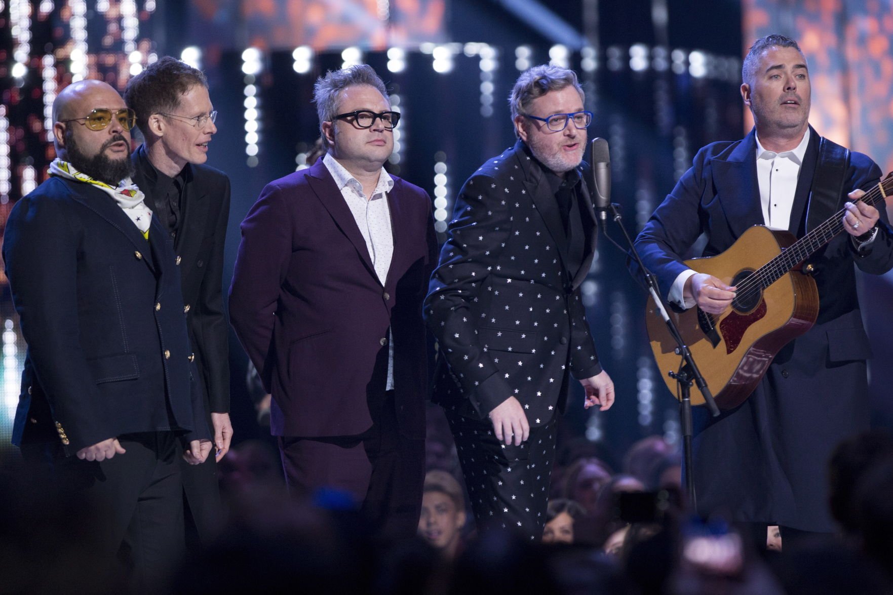 The Barenaked Ladies perform following their Juno win for the Canadian Hall of Fame at the Juno Awards in Vancouver, British Columbia, Sunday, March 25, 2018. (Darryl Dyck/The Canadian Press via AP) (Darryl Dyck)