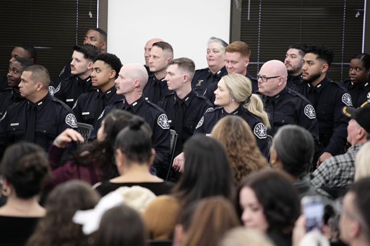 Denver Sheriff Department academy graduates listen (copy)
