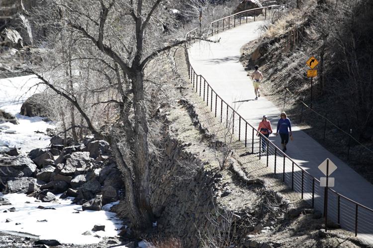 Pedestrians make their way along a segment