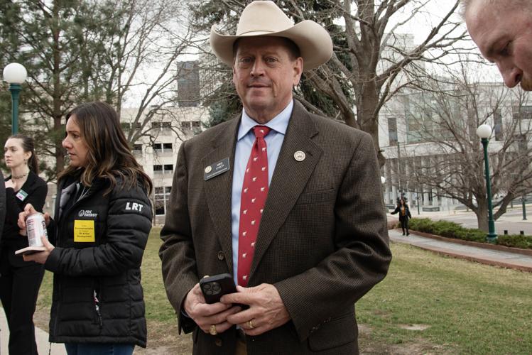 Colorado State Rep. Mike Lynch attends a rally in opposition to Senate Bill 24-159