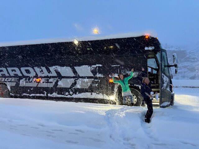The Thera-ski Bus was stranded on I-70 near the Blackhawk exit for nearly 12 hours overnight Thursday. (Courtesy photo, Kris Kerr)