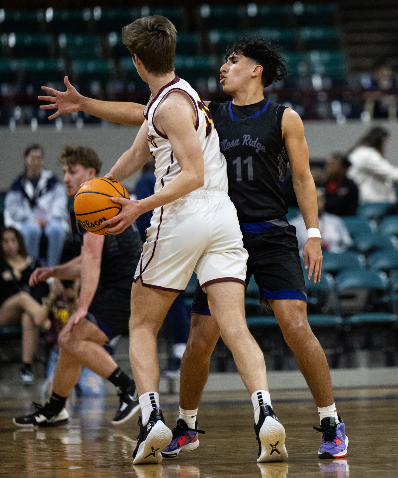 The Mesa Ridge boys basketball team wins their second consecutive 5A boys basketball state championship over Windsor on Saturday, March 9, 2024, at the Denver Coliseum in Denver. The Grizzlies won 57-53. (Parker Seibold, The Gazette) (Parker Seibold)