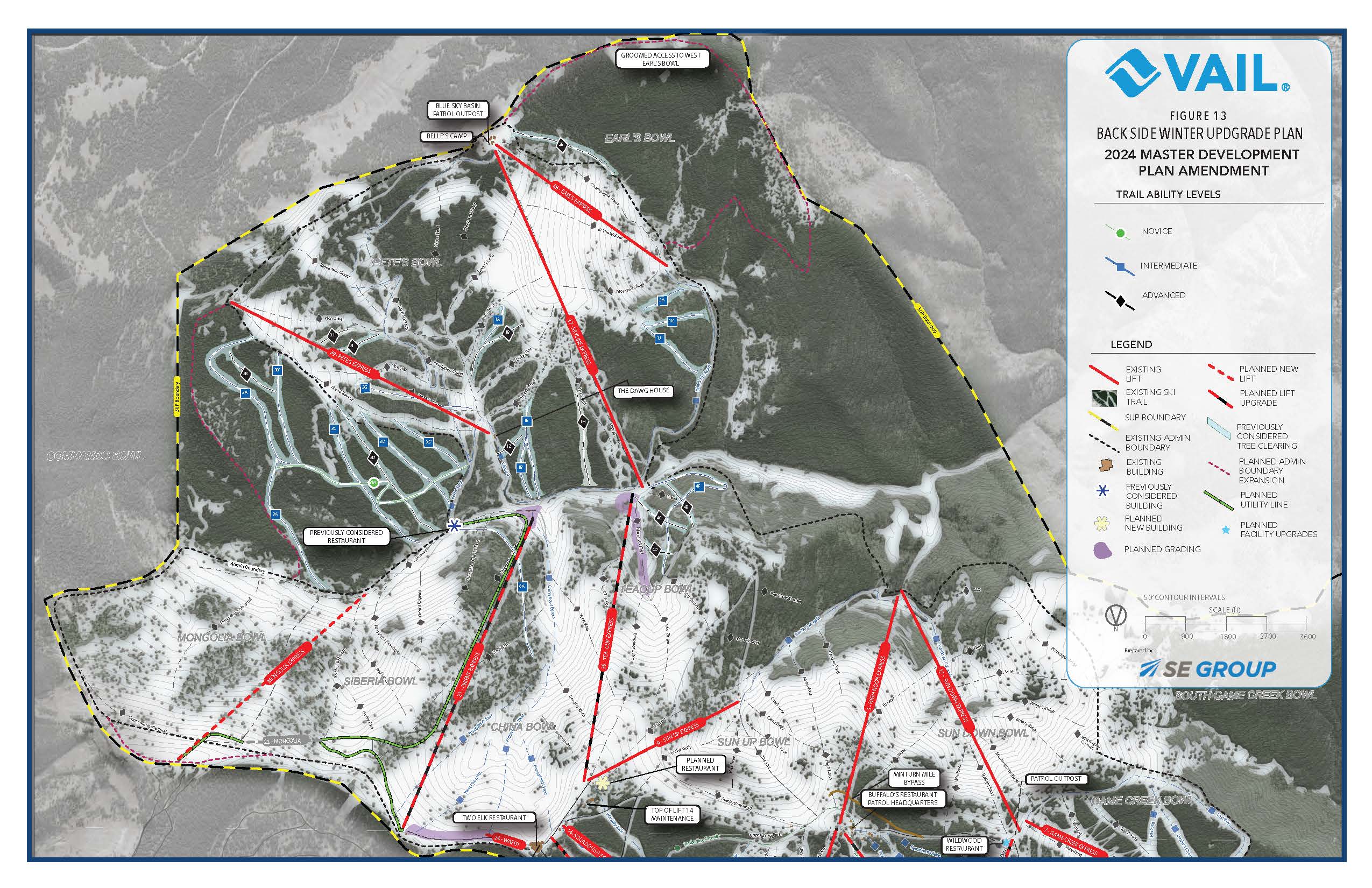 Vail Resorts released its 2024 Master Plan for Vail Mountain Resort in February 2024 to include upgrades to several front side and back side chairlifts, trails and buildings on the 5,000 plus acre resort in Vail, Colorado. (Courtesy, Vail Resorts)