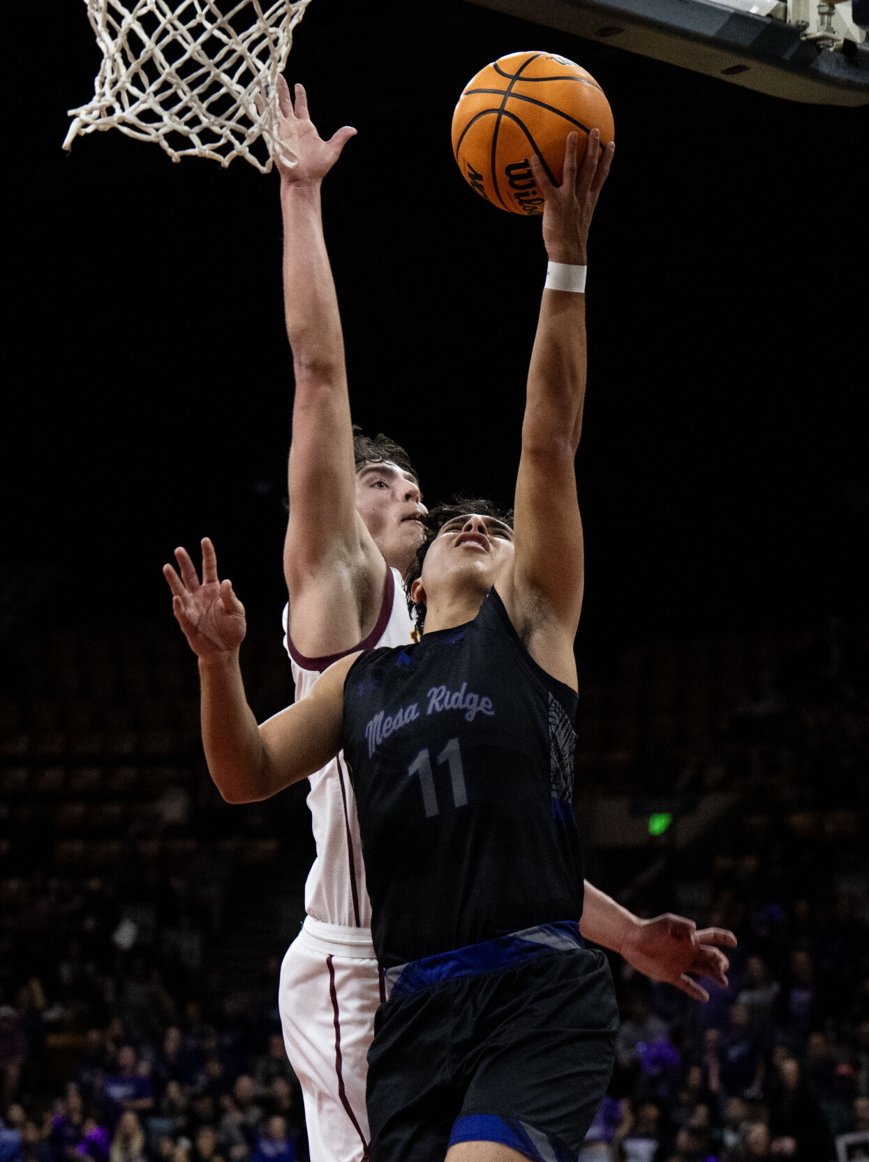 The Mesa Ridge boys basketball team wins their second consecutive 5A boys basketball state championship over Windsor on Saturday, March 9, 2024, at the Denver Coliseum in Denver. The Grizzlies won 57-53. (Parker Seibold, The Gazette) (Parker Seibold)