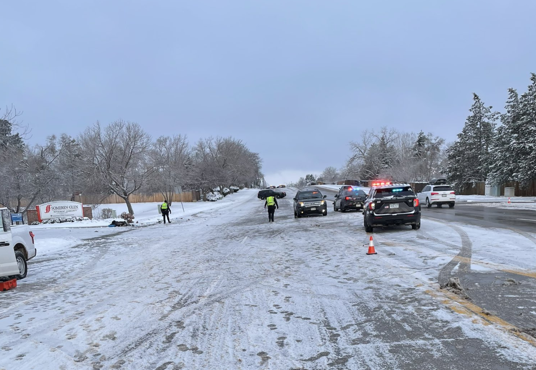 Scene on eastbound Arapahoe Road near Dexter Street where a pedestrian was struck and killed by a car early Monday, March 25 in Centennial, Colo. (Arapahoe County Sheriff Department)