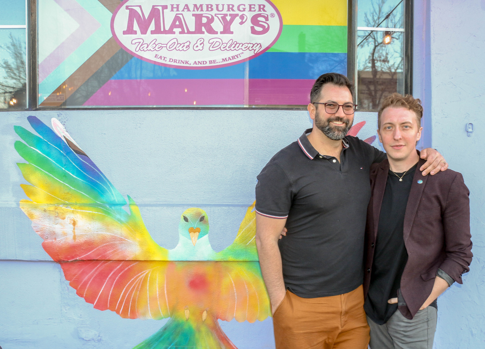 Josh Franklin and husband John T. Wolfe reveled in the support from the Denver gay and performing communities at a March 18 benefit to repoen their Colorado Springs gay bar Icons held March 18 at Hamburger Mary's in Denver. (John Moore, Denver Gazette)