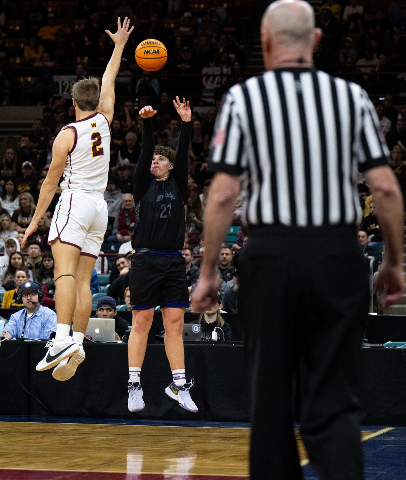 The Mesa Ridge boys basketball team wins their second consecutive 5A boys basketball state championship over Windsor on Saturday, March 9, 2024, at the Denver Coliseum in Denver. The Grizzlies won 57-53. (Parker Seibold, The Gazette) (Parker Seibold)