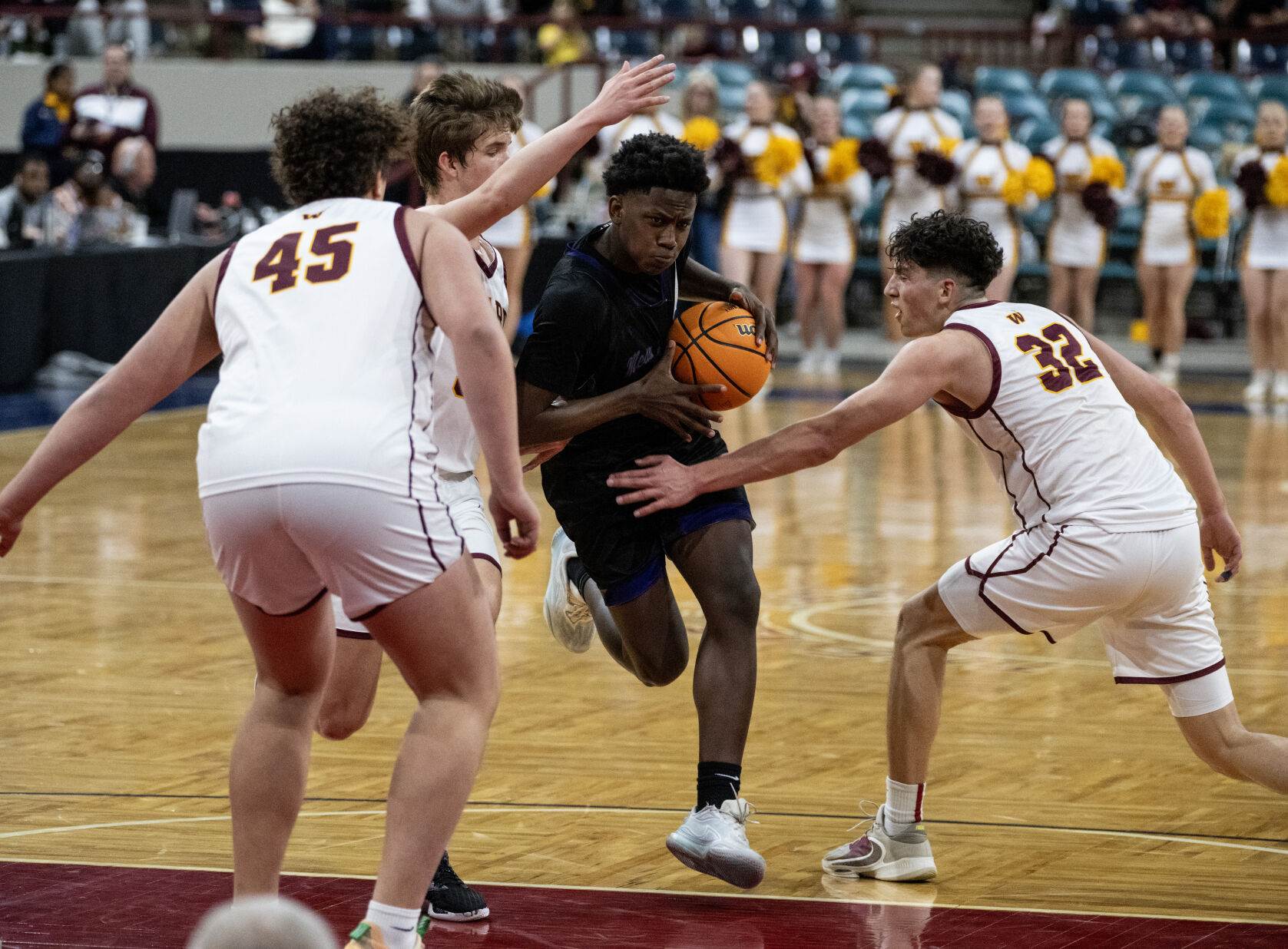 The Mesa Ridge boys basketball team wins their second consecutive 5A boys basketball state championship over Windsor on Saturday, March 9, 2024, at the Denver Coliseum in Denver. The Grizzlies won 57-53. (Parker Seibold, The Gazette) (Parker Seibold)
