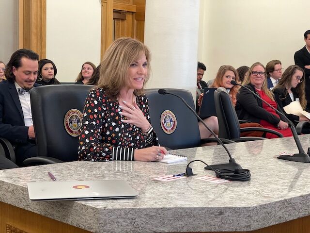 As Executive Director of the American Federation of Teachers, Kallie Leyba testified at the House Education Committee at the Colorado State Capital on the 24th anniversary of the Columbine shooting and asked for a moment of silence. (Courtesy of the Leyba family)