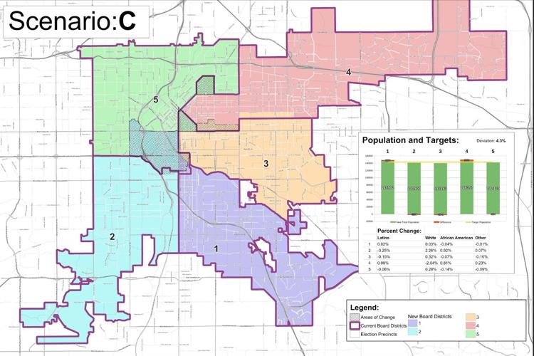 Denver Public Schools' redistricting map, scenario C