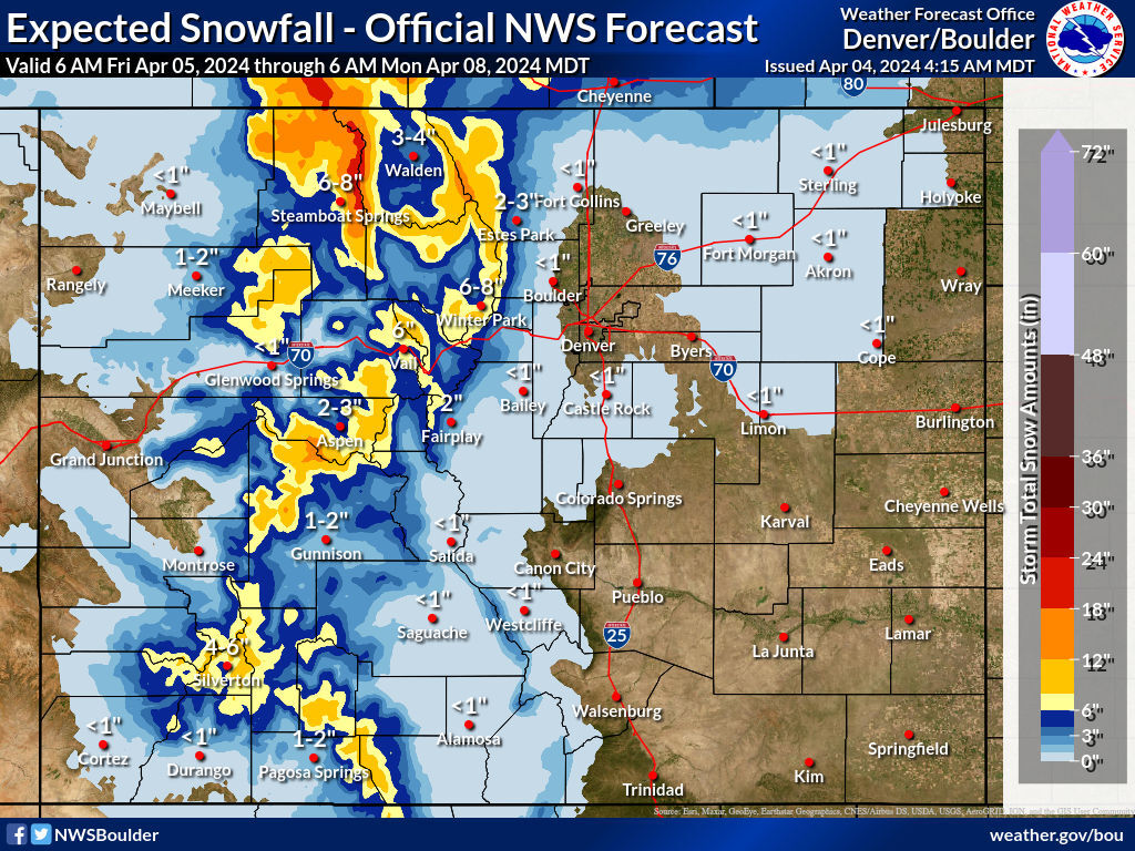 The 'most likely' snowfall scenario. Map Credit: National Weather Service.