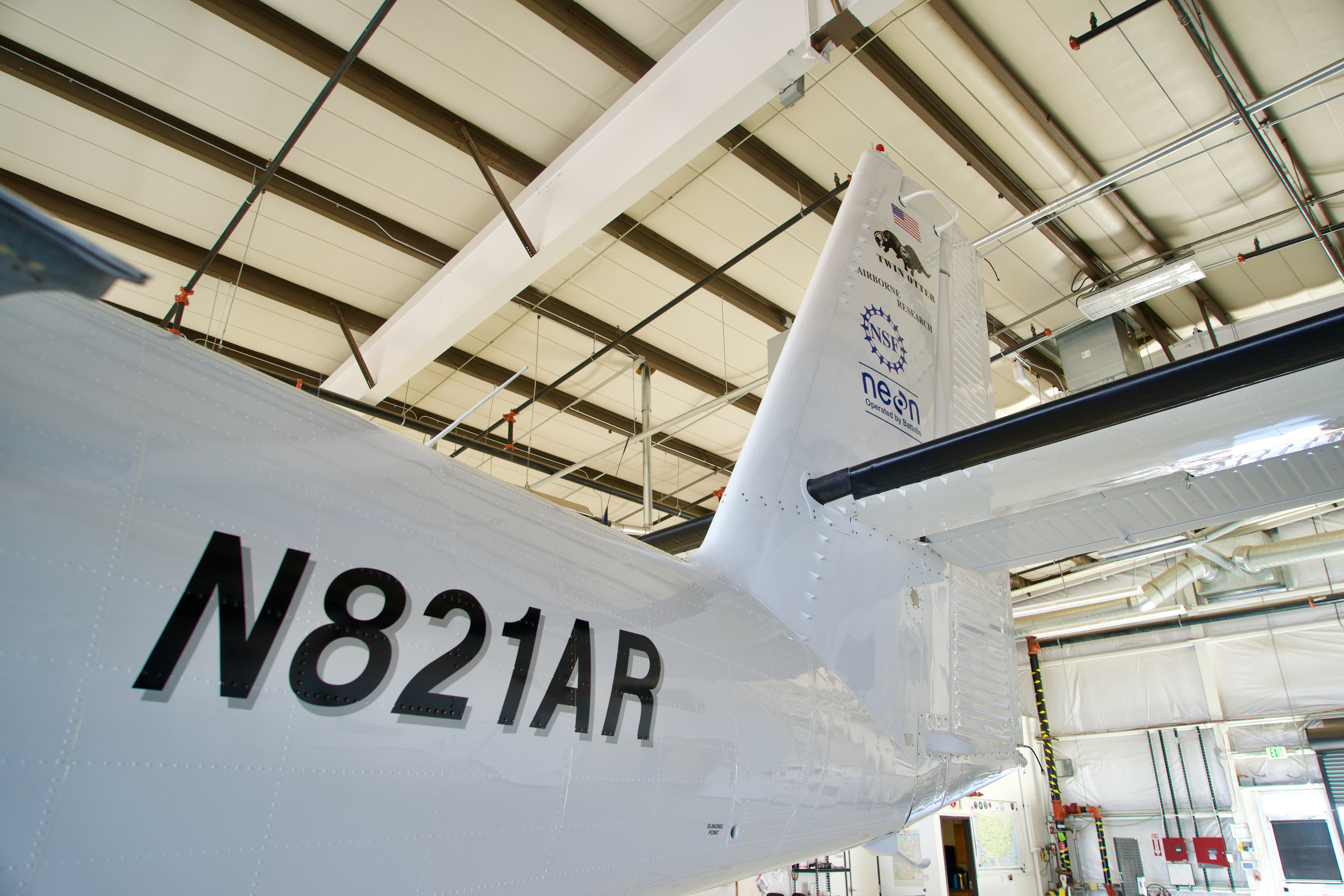 The tail of a de Havilland Twin Otter used by the National Science Foundation's National Ecological Observatory Network, responsible for continent spanning ecological research. The aircraft is based at Boulder's Municipal Airport and is one of several other aircraft stationed there with the express purpose of conducting scientific research. (Alex Edwards/The Denver Gazette) (AlexanderEdwardsBusiness Reporteralex.edwards@gazette.comhttps://secure.gravatar.com/avatar/dbaa50cc8a9183e280c297e3afa72ace?d=mm&r=g)