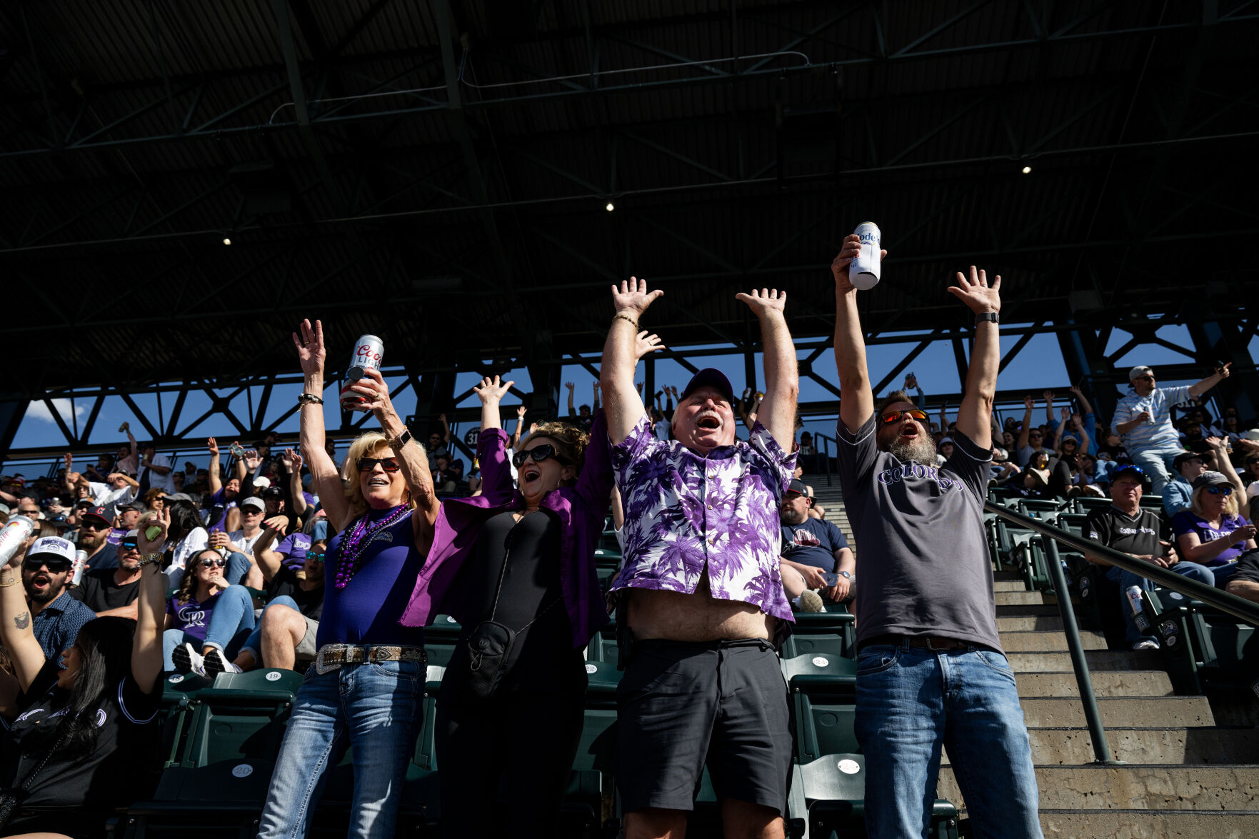 Colorado Rockies fans do the wave during the home opener against the Tampa Bay Rays at Coors Field, Friday, April 5, 2024, in Denver, Colo. (Parker Seibold, The Gazette) (Parker Seibold)