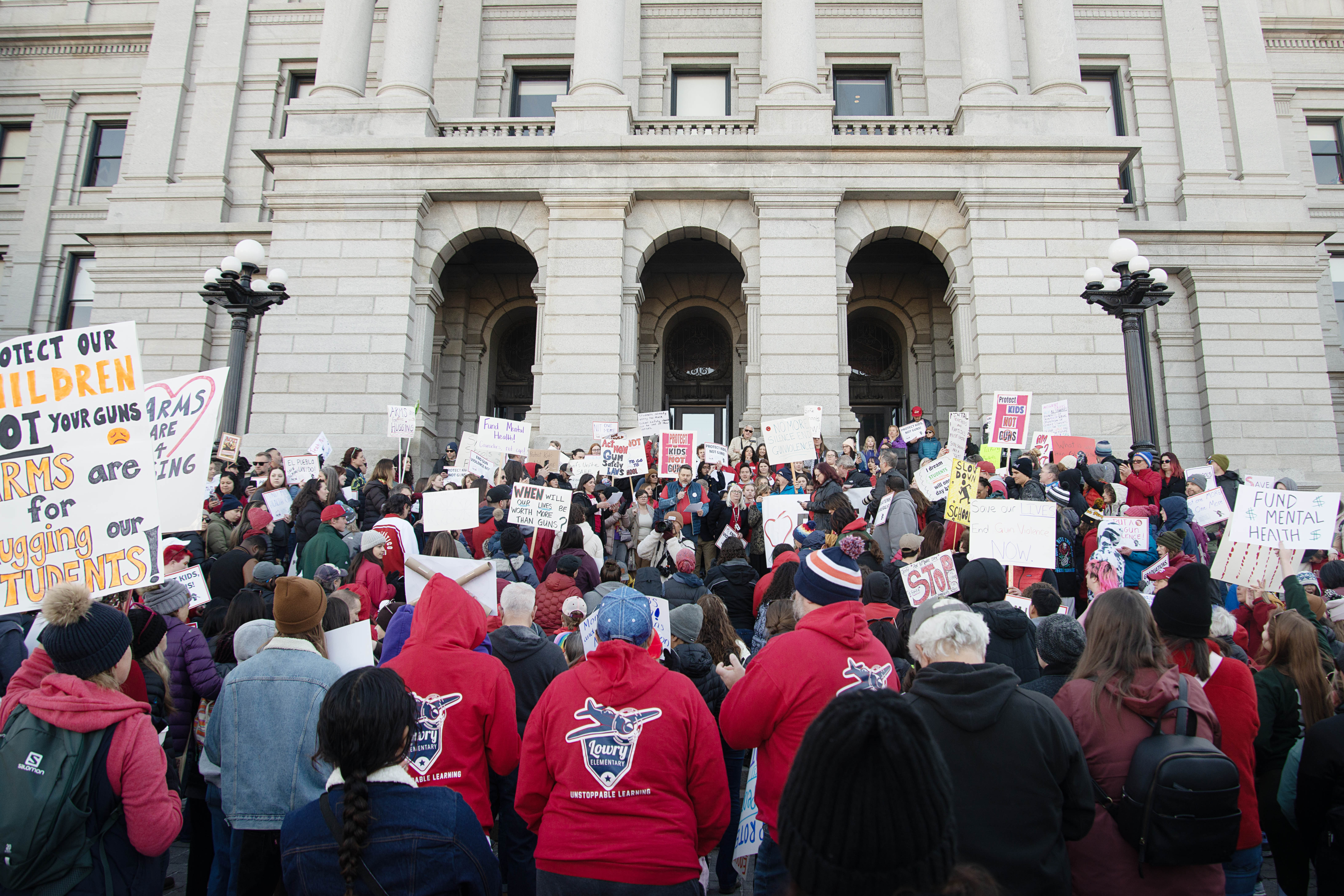 FILE PHOTO: For a second straight day, hundreds of Denver East High students descended on the Colorado Capitol Friday in an effort to persuade lawmakers to take action on gun reform bills following another student-involved shooting. (Tom Hellauer/Denver Gazette)
