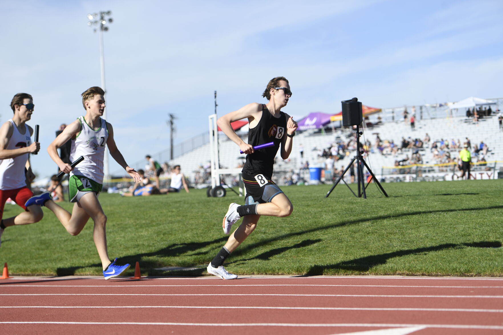 Banning Lewis' Paul Leeder runs in the 4x800 relay at the CHSAA track and field state championships on Thursday, May 16, 2024. (CarsonFieldcarson.field@gazette.comhttps://secure.gravatar.com/avatar/c524ef3d384945349bed78d70eb2d2cd?d=mm&r=g)
