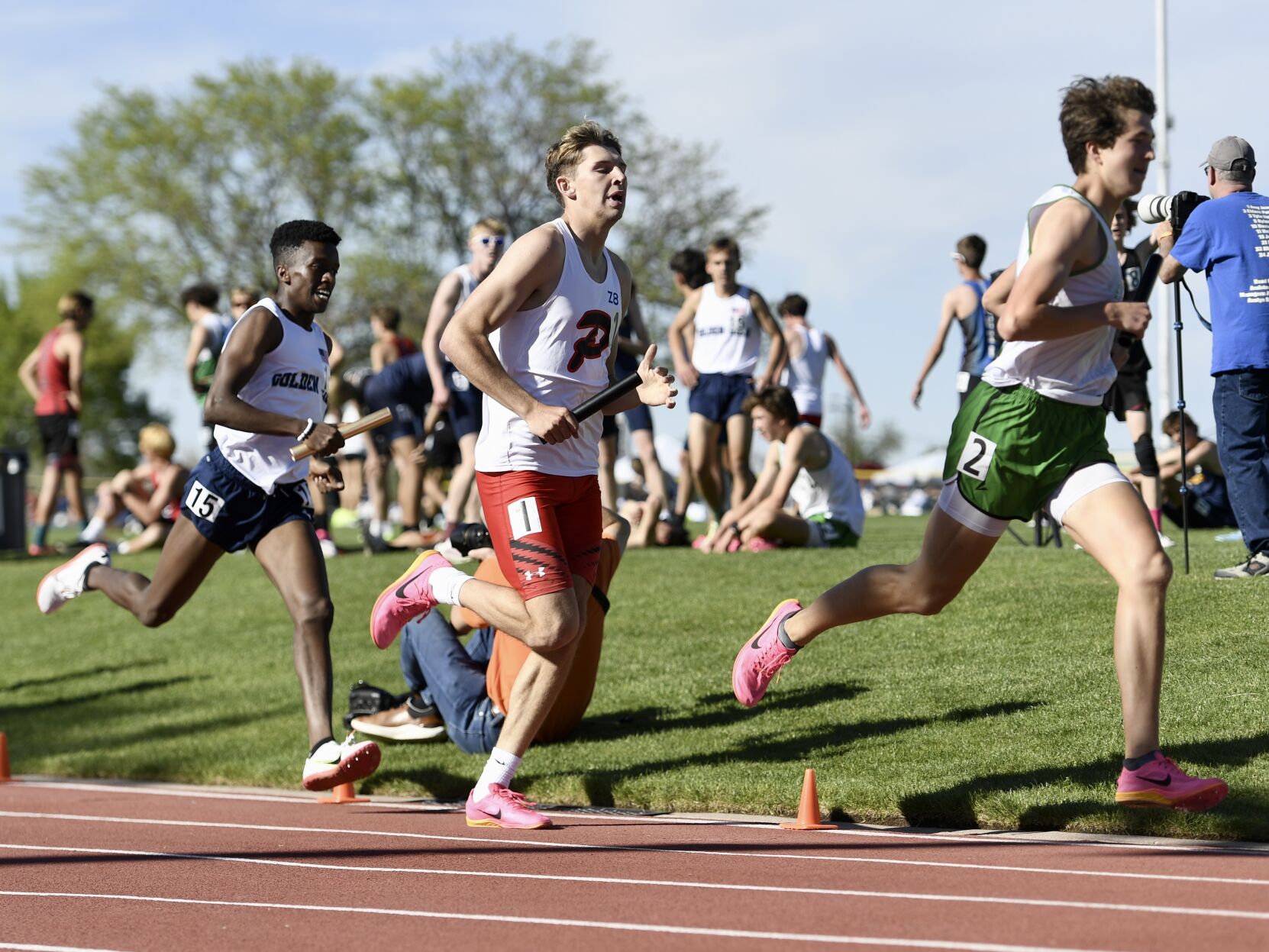 Peyton's Ayden Breese runs in the 4x800 at the CHSAA track and field state championships on Thursday, May 16, 2024. (CarsonFieldcarson.field@gazette.comhttps://secure.gravatar.com/avatar/c524ef3d384945349bed78d70eb2d2cd?d=mm&r=g)
