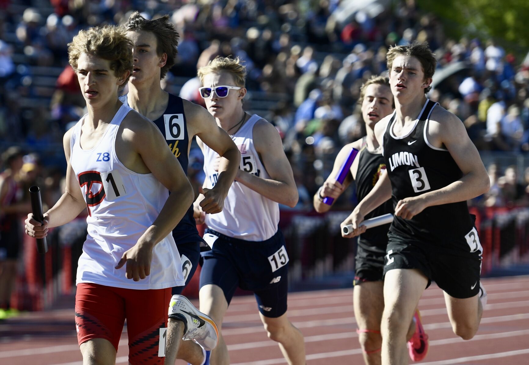 Peyton's Gabe Gatti runs in the 4x800 relay at the CHSAA track and field state championships on Thursday, May 16, 2024. (CarsonFieldcarson.field@gazette.comhttps://secure.gravatar.com/avatar/c524ef3d384945349bed78d70eb2d2cd?d=mm&r=g)