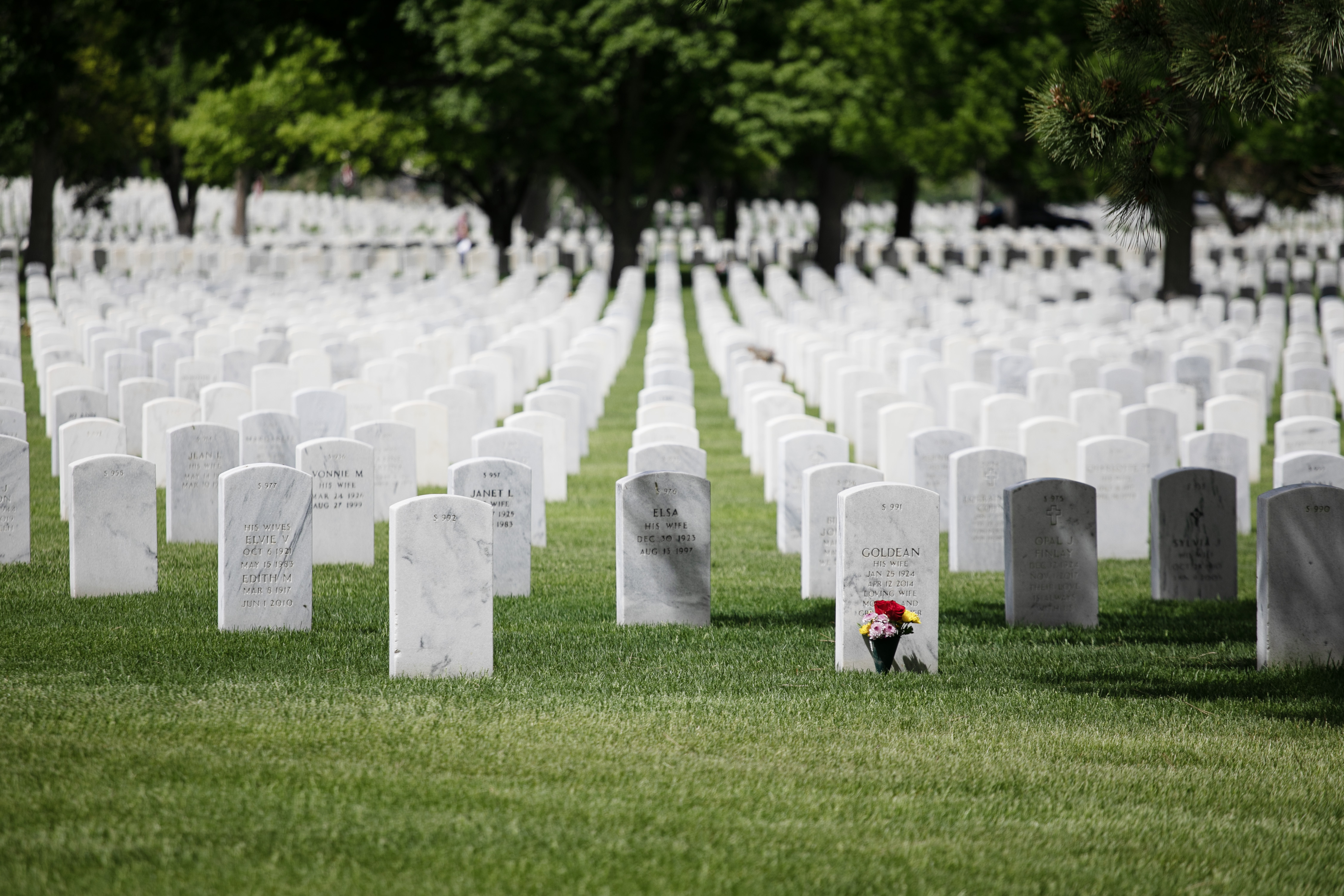Tombstones form rows at Fort Logan National Cemetery on Friday, May 24, 2024. (TomHellauerMultimedia Producertom.hellauer@denvergazette.comhttps://denvergazette.com/content/tncms/avatars/f/9e/622/f9e6228a-3b6b-11ed-bf10-fbb71fa8e421.f54b911252c540f1d61709edc4727a39.png)