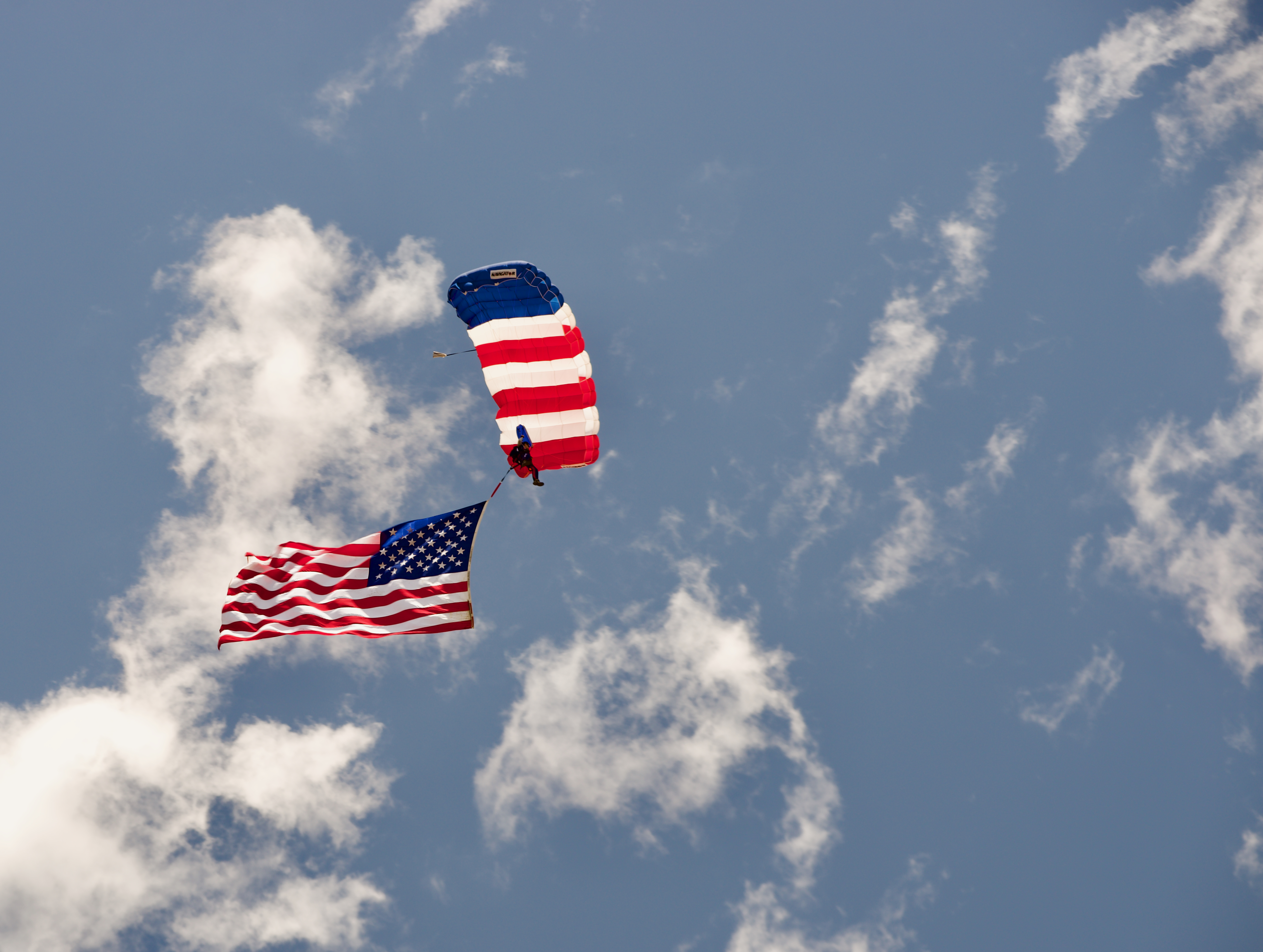 As part of Memorial Day celebrations in Boulder, CO on May 27, 2024, a parachutist carrying the American Flag leapt from an airplane and landed in Folsom Field for the 44thBOLDERBoulder. This parachutist followed parachutists who leapt carrying the flags of all six United States military branches. (Alex Edwards/The Denver Gazette) (AlexanderEdwardsBusiness Reporteralex.edwards@gazette.comhttps://secure.gravatar.com/avatar/dbaa50cc8a9183e280c297e3afa72ace?d=mm&r=g)
