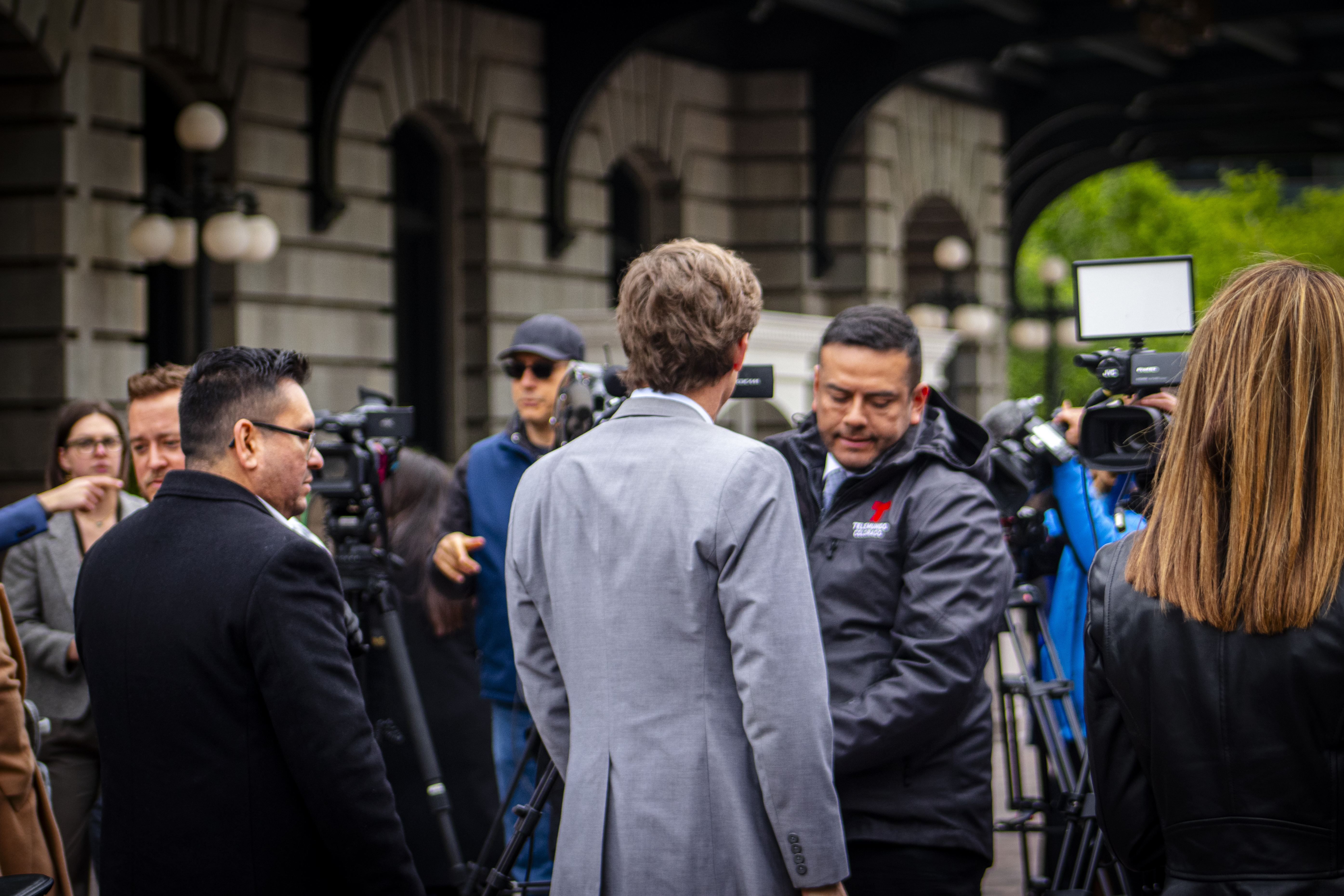 Mayor Mike Johnston talks to reporters outside Union Station Thursday, May 9, after announcing his plan to expand the Downtown Development Authority from the transit hub to the rest of downtown. (BernadetteBerdychowskibernadette.berdychowski@denvergazette.comhttps://secure.gravatar.com/avatar/322f61cdbf93a4b325f65a4ce4254fd7?d=mm&r=g)
