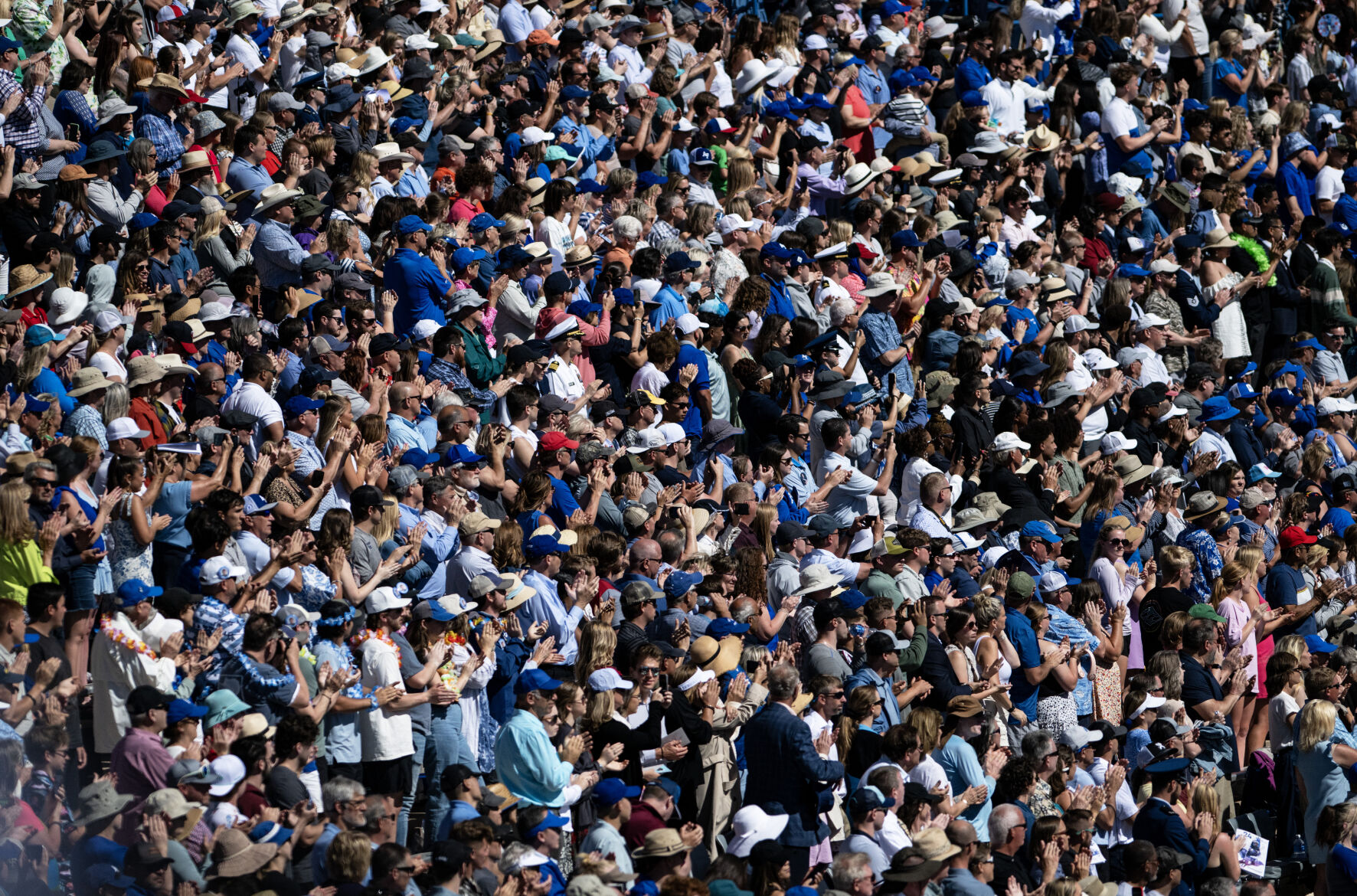 Friends and family cheer as the United States Air Force Academy Class of 2024 enters the field during graduation at Falcon Stadium on Thursday, May 30, 2024, in Colorado Springs, Colo. (Parker Seibold, The Gazette) (Parker Seibold)