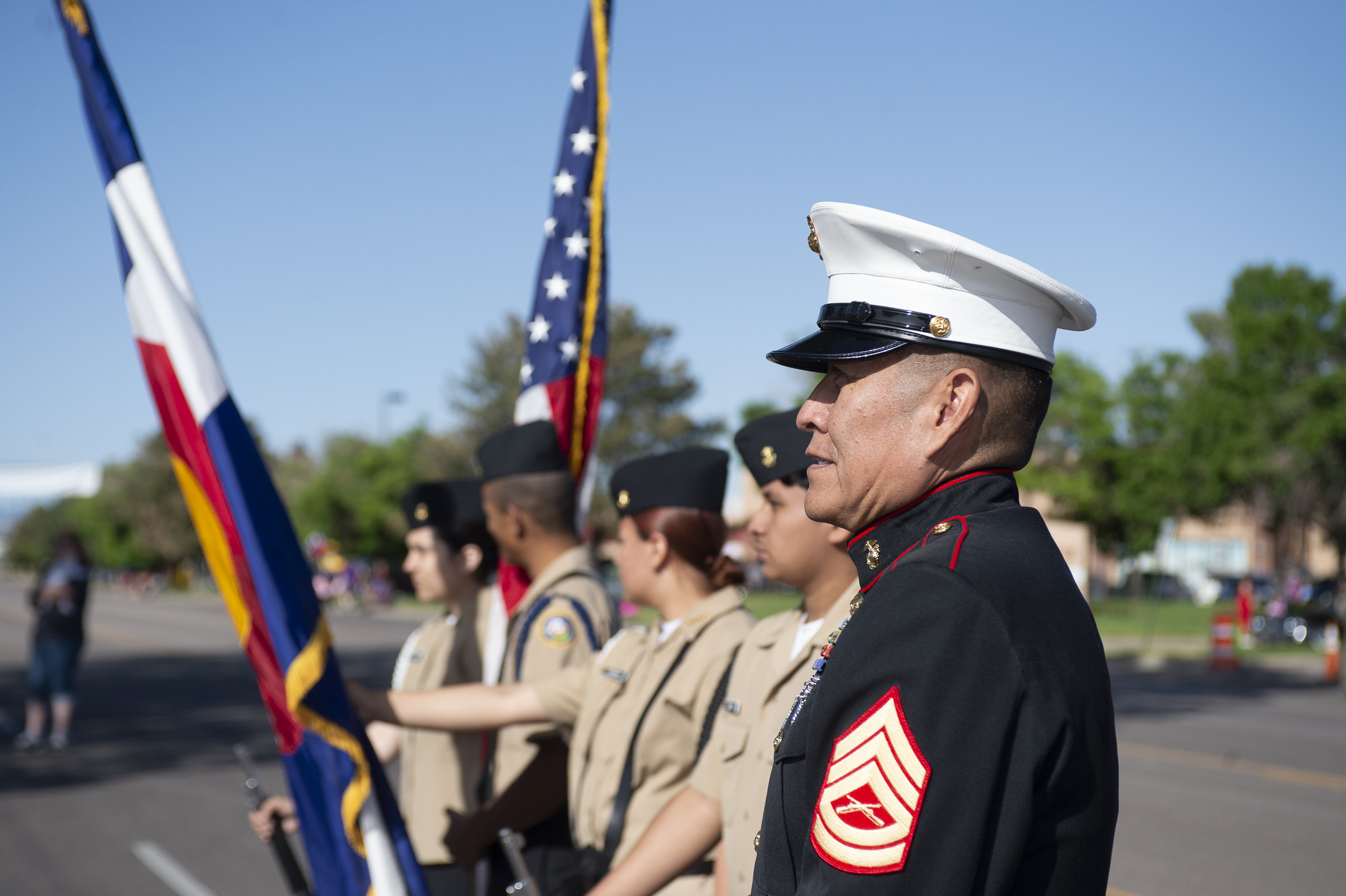 Gunnery Sgt. Jerry Benally readies members of the Prairie View High School Navy Junior ROTC program to post the colors for the opening ceremony of the 2024 Commerce City Memorial Day parade. Benally says the team has just complete their first year. (DeborahSmithGeneral Assignment Reporterdeborah.smith@denvergazette.comhttps://denvergazette.com/content/tncms/avatars/5/cb/928/5cb9281a-1916-11ef-a934-ff8eced4f17d.8e406ef28428e7c4f743743e38d7aa35.png)
