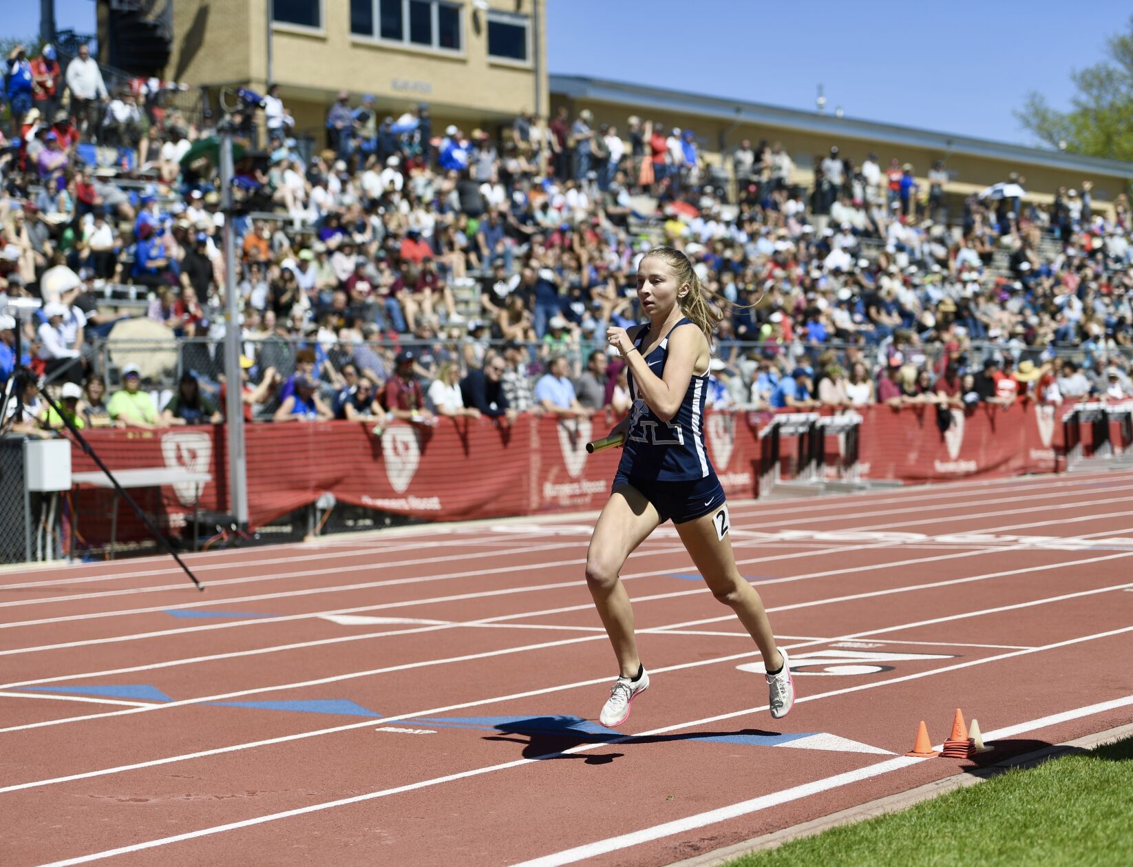 Air Academy's Jordan Banta runs in the 4x800 at the CHSAA state track and field championships on Thursday, May 16, 2024. (CarsonFieldcarson.field@gazette.comhttps://secure.gravatar.com/avatar/c524ef3d384945349bed78d70eb2d2cd?d=mm&r=g)