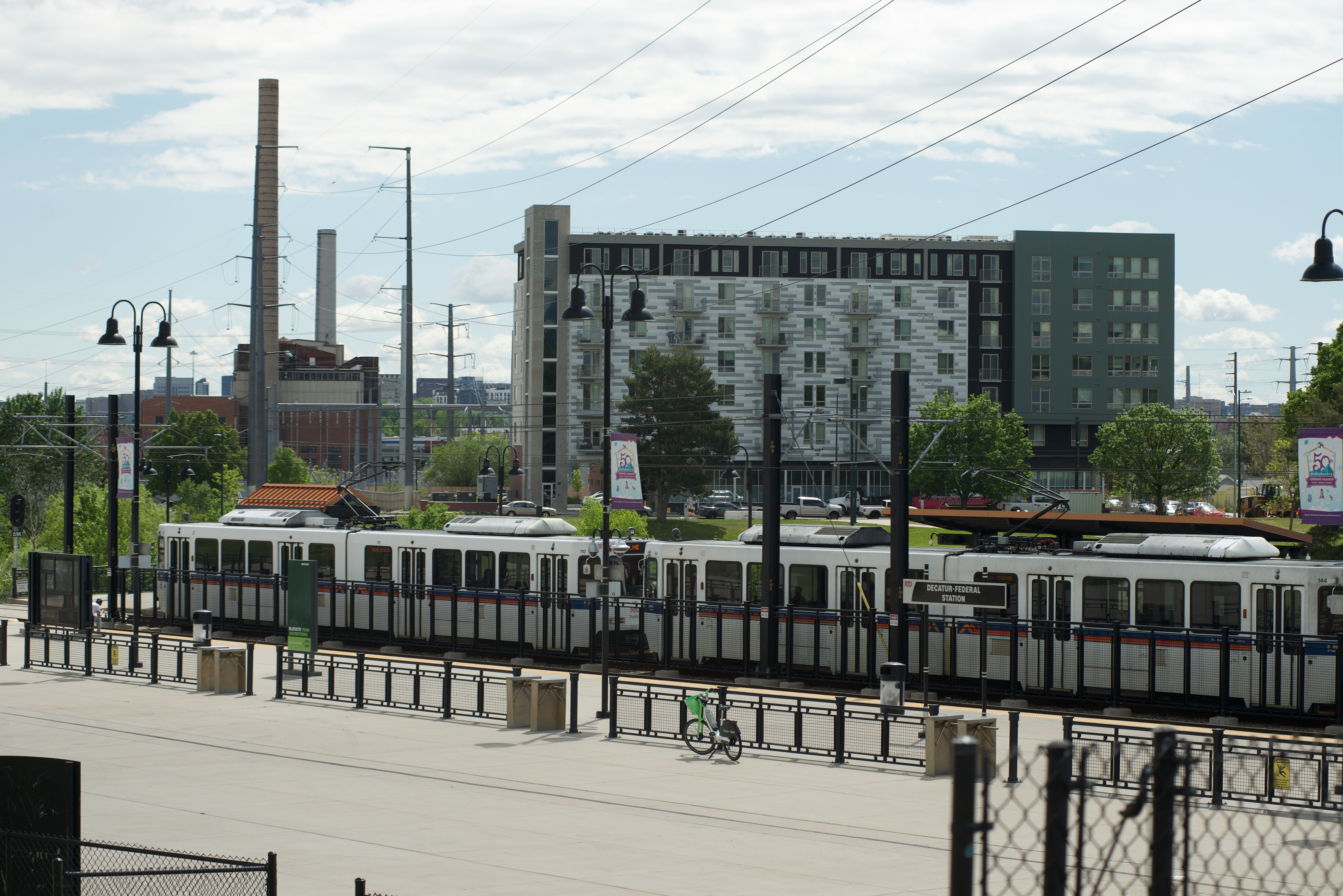 A Regional Transportation District train pulls away from teh Decatur-Federal Station, heading into Denver on May 21, 2024. The Sun Valley redevelopment was approved with an eye towards access to transit in and out of Denver, and lies less than ten minutes from the RTD station which serves light rail and bus lines. (Alex Edwards/The Denver Gazette) (AlexanderEdwardsBusiness Reporteralex.edwards@gazette.comhttps://secure.gravatar.com/avatar/dbaa50cc8a9183e280c297e3afa72ace?d=mm&r=g)