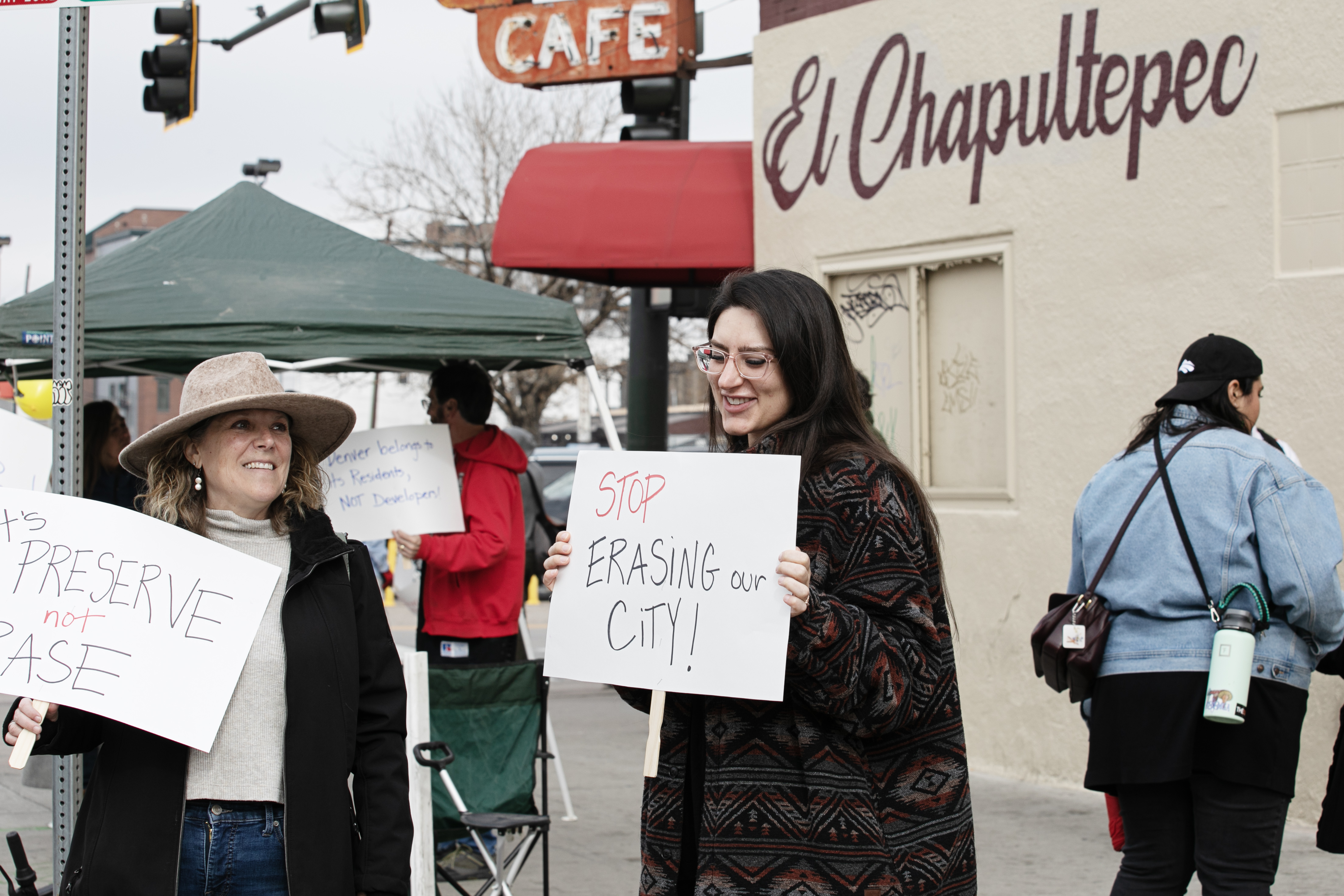 FILE PHOTO: Andrea Elmquist, left, and Rachelle Neal, center, picket in support of preserving the El Chapultepec building on Friday, March 29, 2024. (TomHellauerMultimedia Producertom.hellauer@denvergazette.comhttps://denvergazette.com/content/tncms/avatars/f/9e/622/f9e6228a-3b6b-11ed-bf10-fbb71fa8e421.f54b911252c540f1d61709edc4727a39.png)