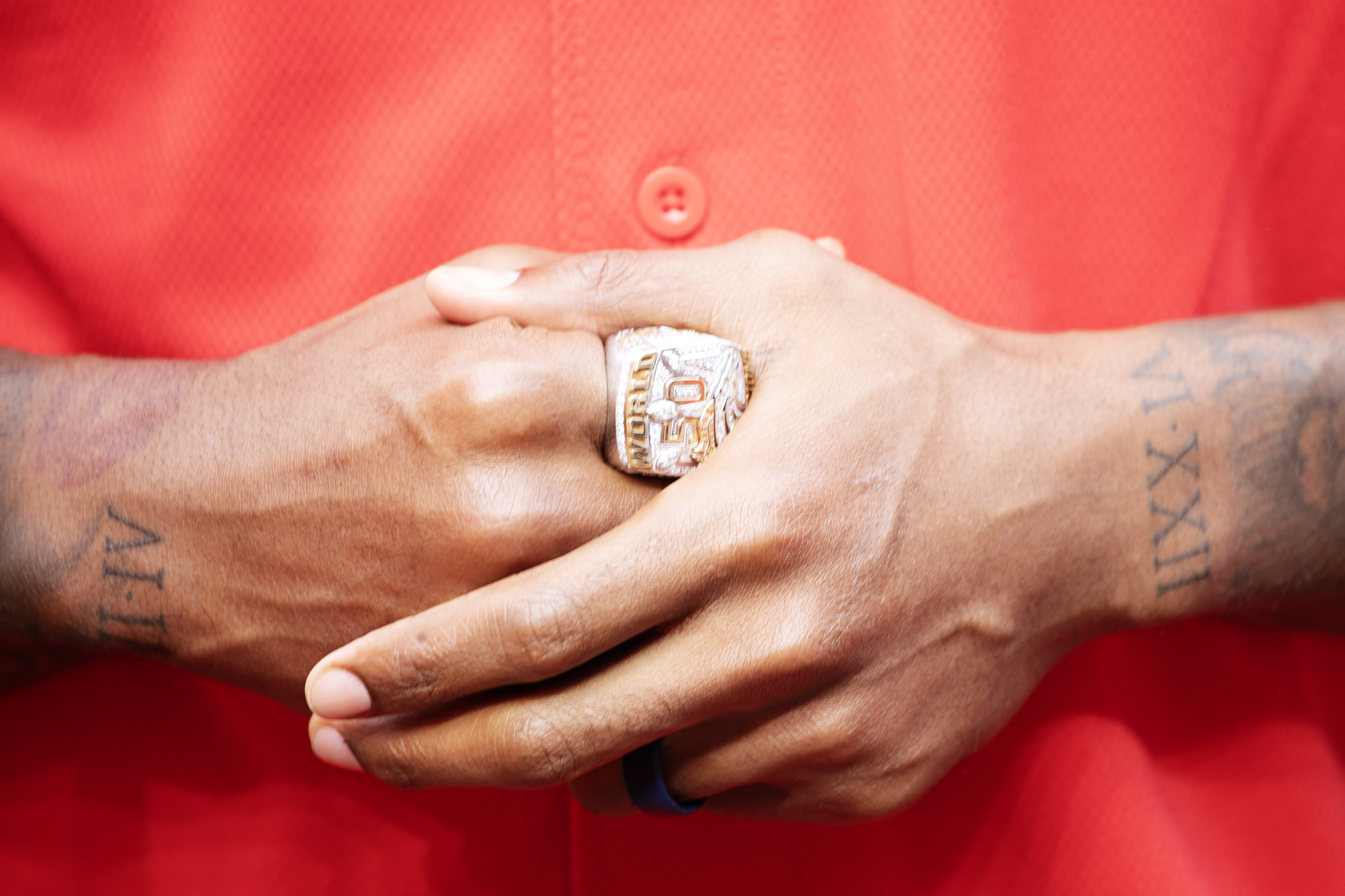 Former Denver Bronco linebacker Todd Davis wears his Super Bowl ring while participating in the UCHealth 'Healthy Swings' home run derby for charity at Coors Field on Wednesday, June 12, 2024. (TomHellauerMultimedia Producertom.hellauer@denvergazette.comhttps://denvergazette.com/content/tncms/avatars/f/9e/622/f9e6228a-3b6b-11ed-bf10-fbb71fa8e421.f54b911252c540f1d61709edc4727a39.png)
