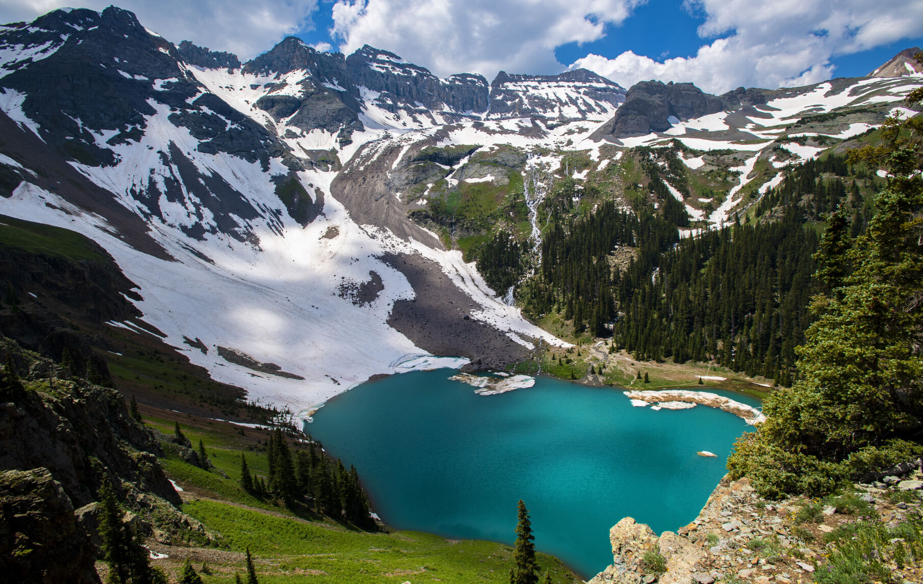 Lower Blue Lake as seen from the trail leading to the upper lakes near Ridgeway, Colo., in July of 2019. (The Gazette, Christian Murdock) (CHRISTIAN MURDOCK, THE GAZETTE)