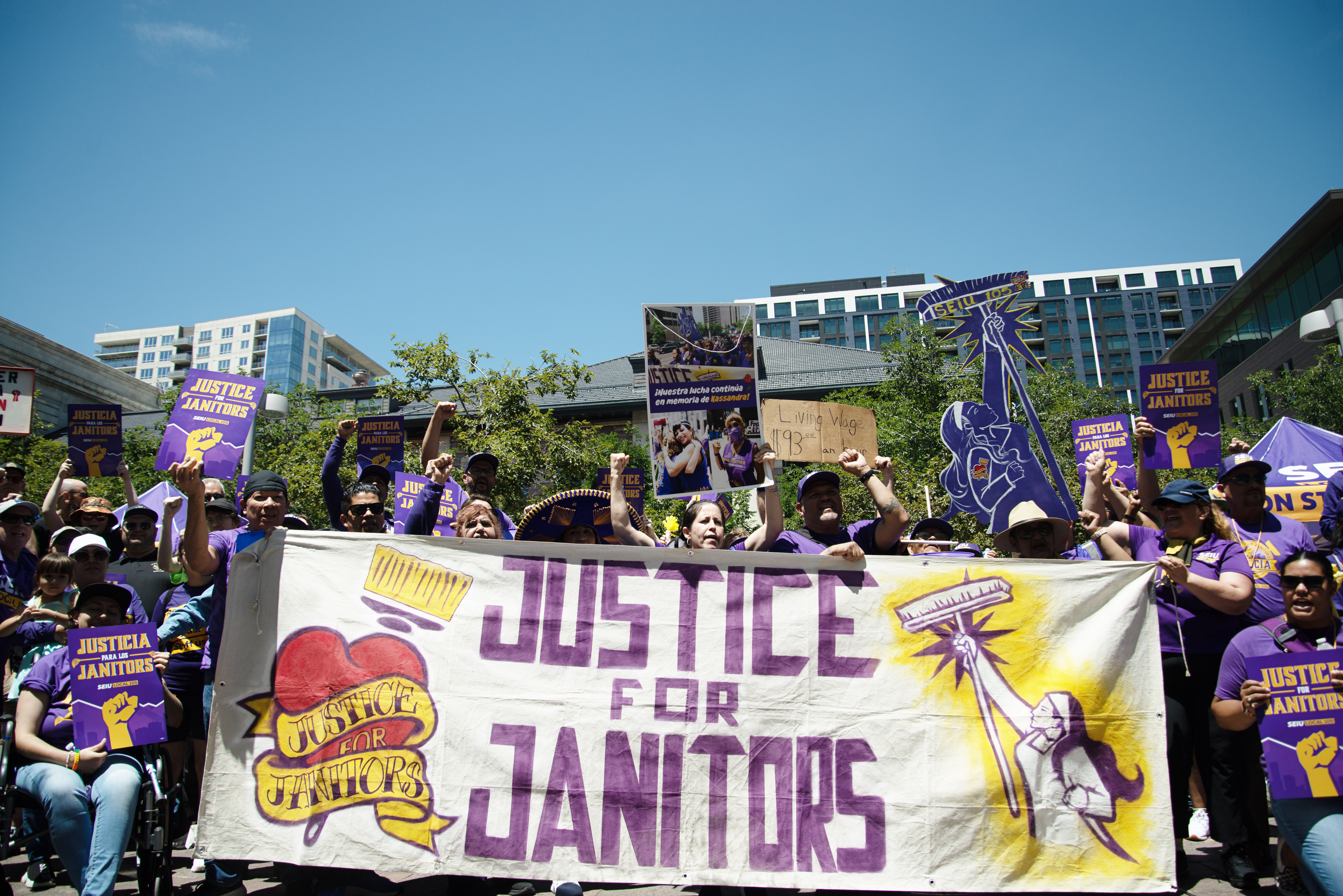 Members of the Service Employees International Union (SEIU) Local 105 held a 