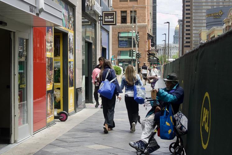 Homeless people along 16th Street Mall