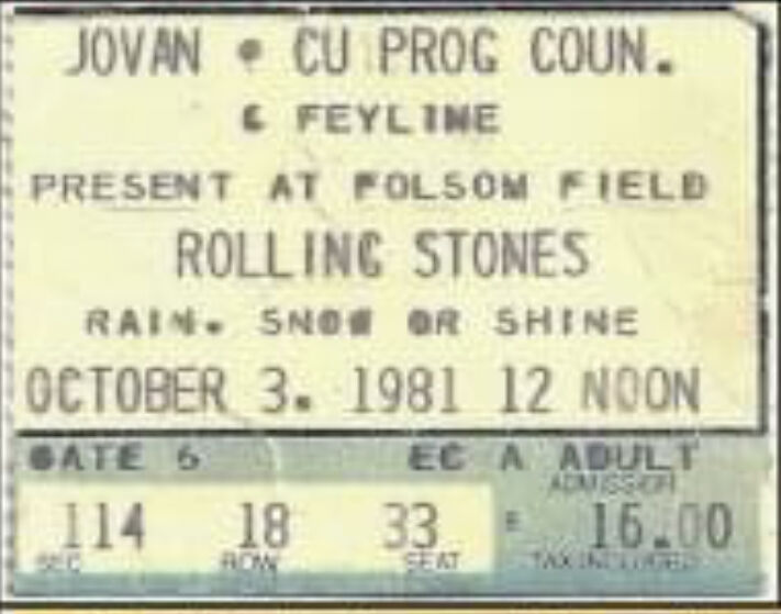 A ticket to see the Rolling Stones in 1981 ran John Moore $16 in 1981. (John Moore, The Denver Gazette)