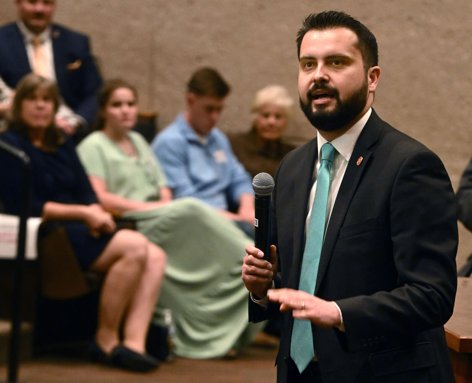 Republican congressional candidate Dave Williams participates in a debate at Centennial Hall. (The Gazette)