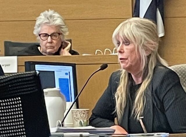 Linda Stanley testified for two hours during her disciplinary hearing Tuesday. She is facing disbarment, public or private censure, suspension or dismissal of all charges. (Marissa Solomon/9NEWS)