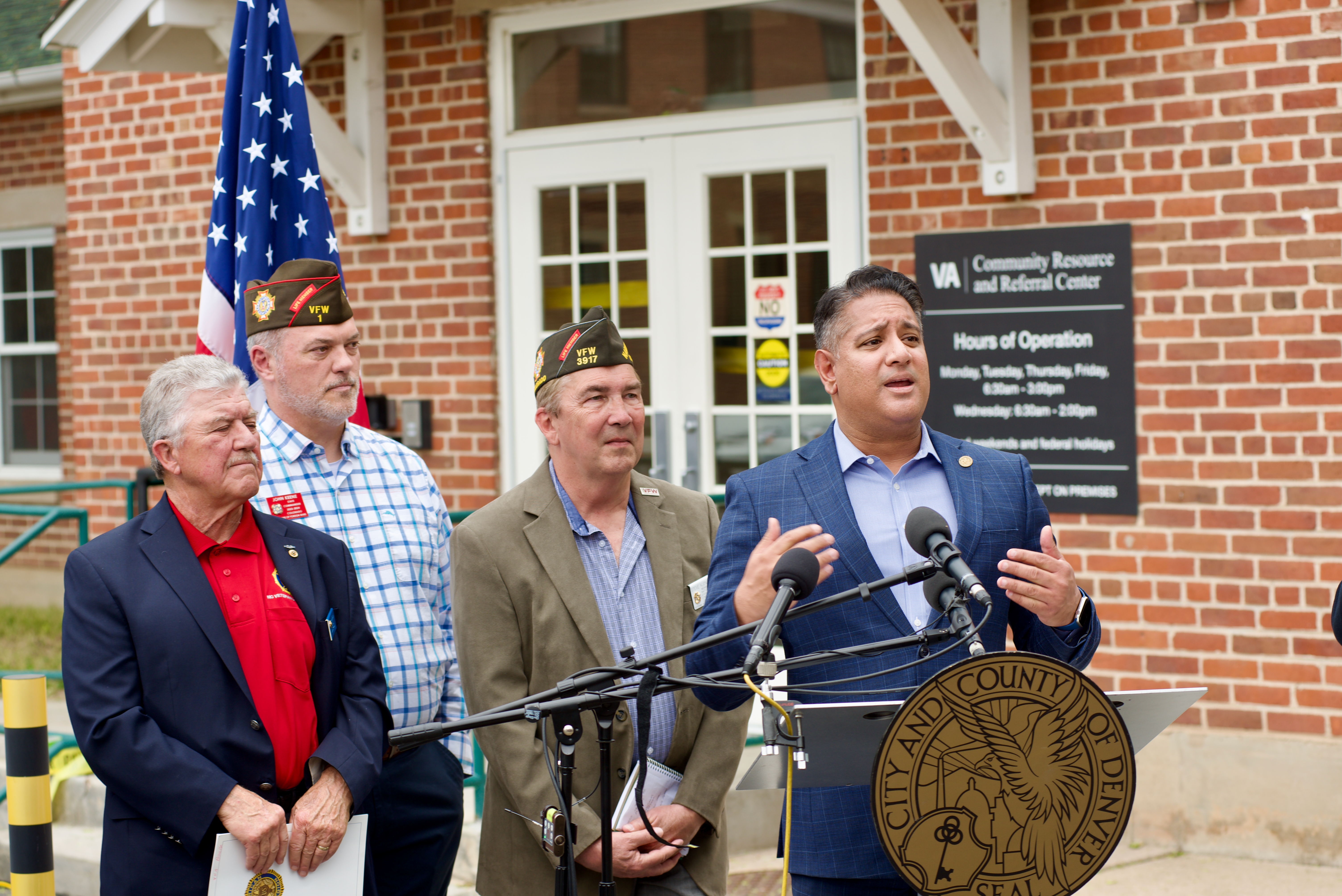 Department of Veterans Affairs Eastern Colorado Interim Director/CEO Amir Farooqi addresses a crowd gathered for Mayor Mike Johnston's press conference in Denver on Monday June 3, 2024. (Alex Edwards/The Denver Gazette) (AlexanderEdwardsBusiness Reporteralex.edwards@gazette.comhttps://secure.gravatar.com/avatar/dbaa50cc8a9183e280c297e3afa72ace?d=mm&r=g)