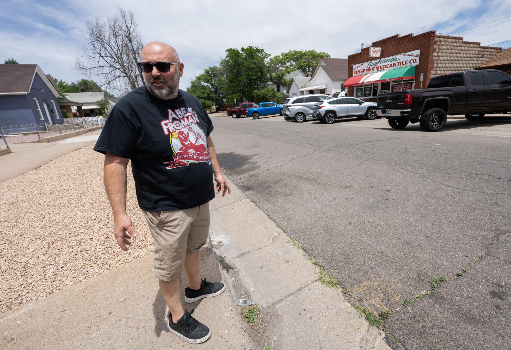 Vince Gagliano walks from the meat-packing facility down the street to the family's market, at Gagliano's Italian Market & Deli, Tuesday, June 4, 2024. (The Gazette, Christian Murdock) (Christian Murdock, The Gazette)