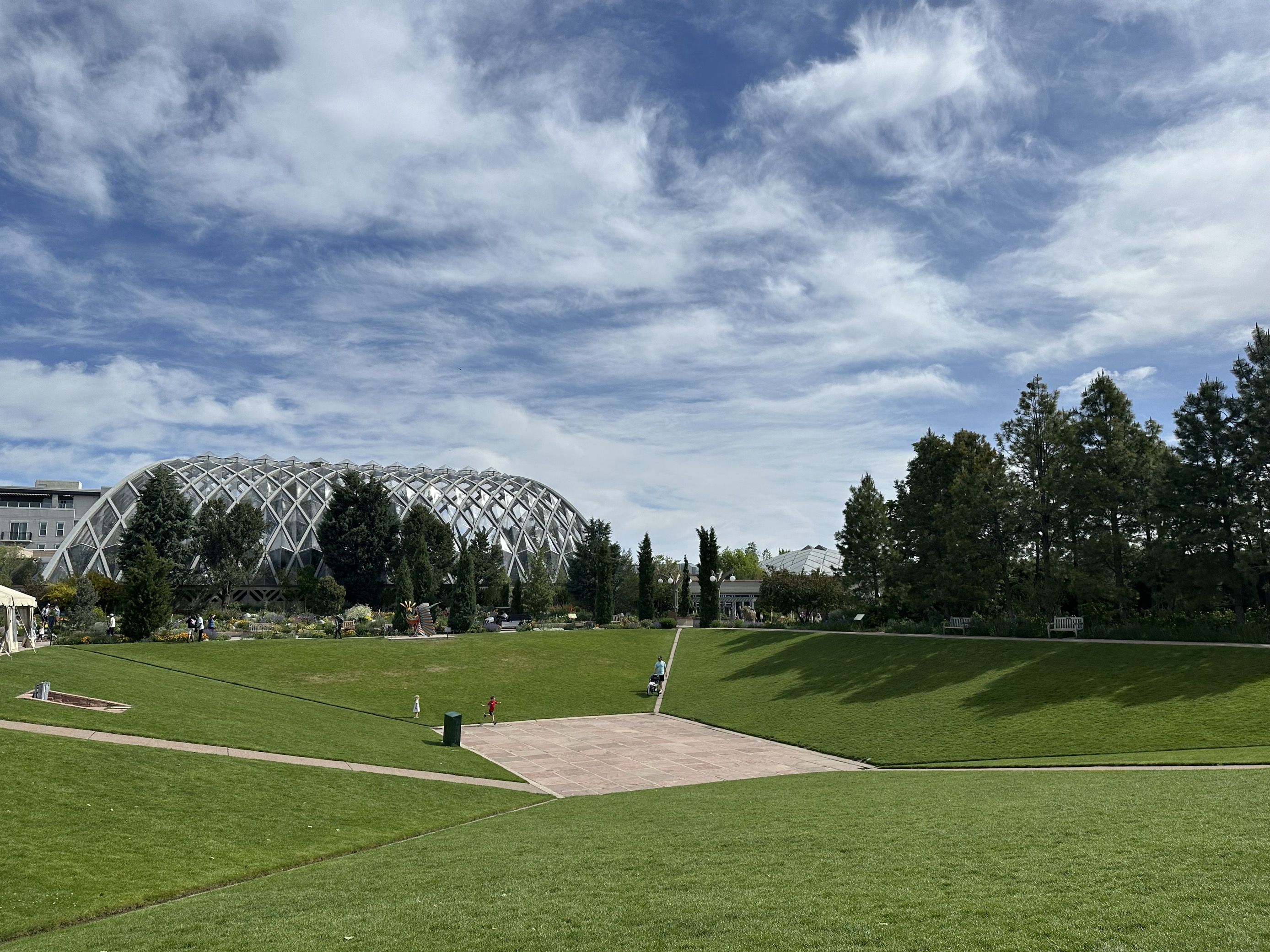 The UMB Bank Amphitheater is a great place to enjoy a picnic on a sunny day at Denver Botanic Gardens offering views of the Boettcher Memorial Tropical Conservatory and surrounding flower beds. (Emily Bejarano/Denver Gazette)