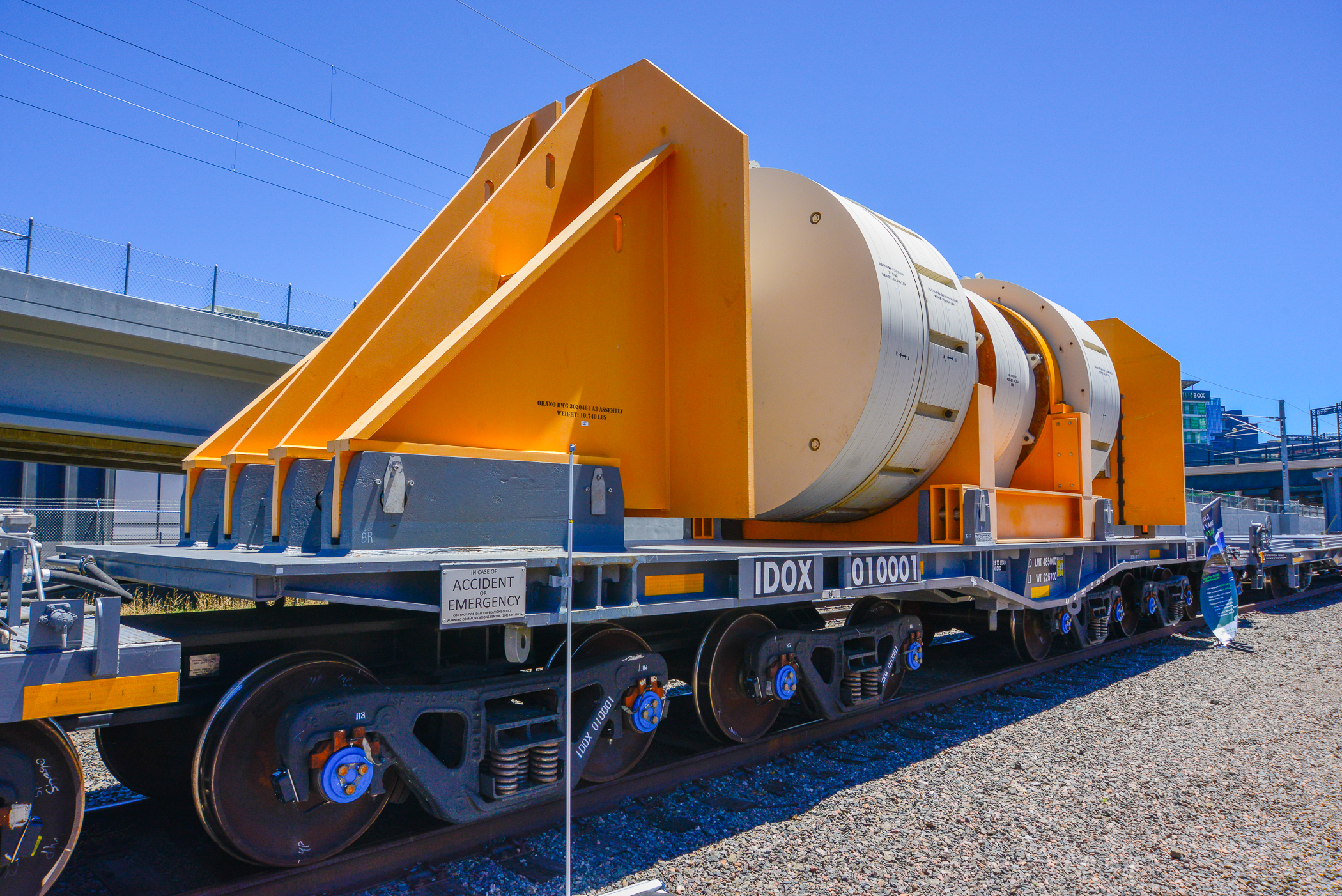 The Department of Energy’s Atlas rail car is ready to move expended nuclear fuel safely