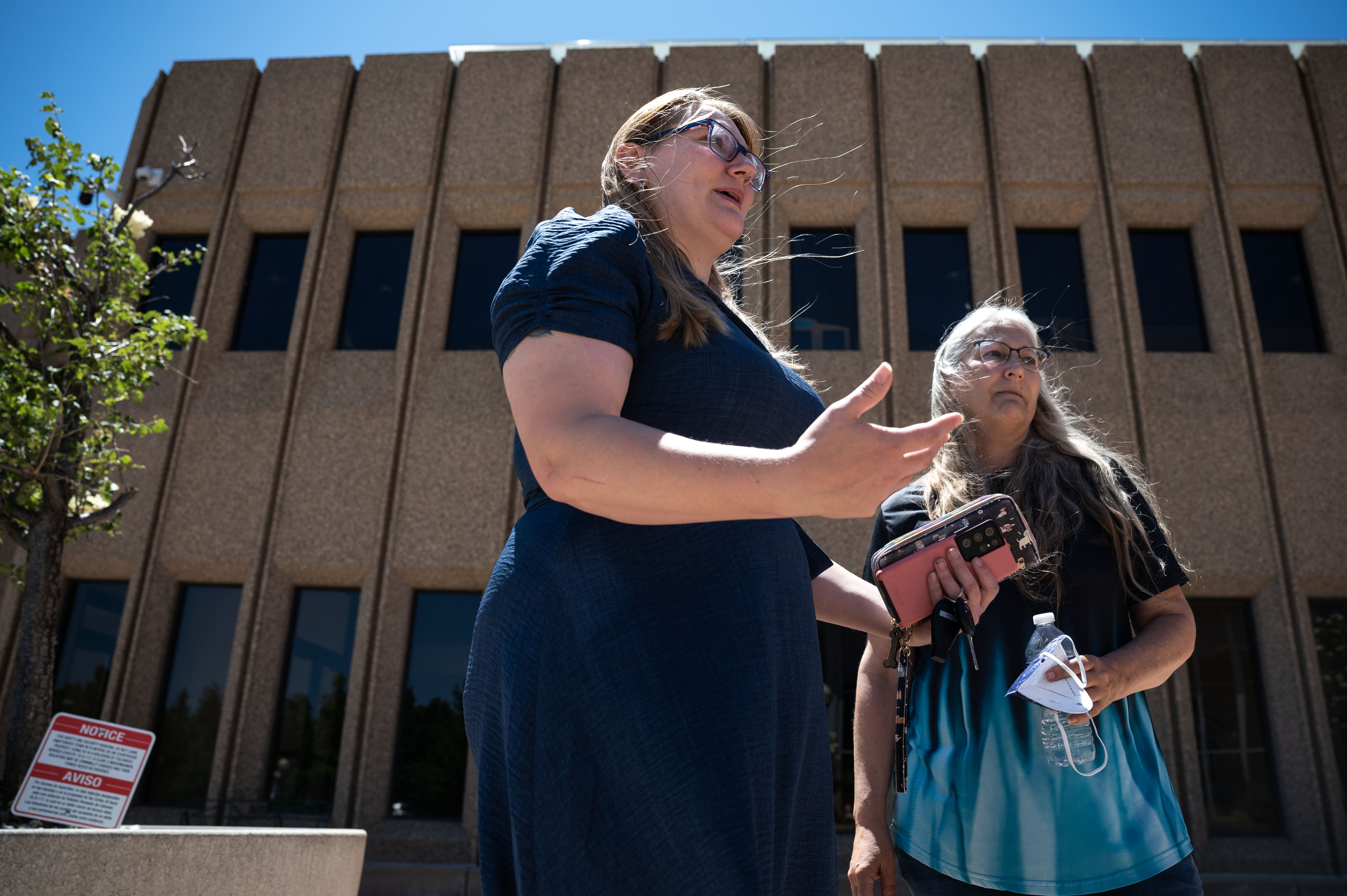 Samantha Van Laethem, left, niece of Kelly Sloat-White, talks with reporters with her mother Kathy Eppler outside the courthouse after Garrett Coughlin pleaded guilty to second-degree murder for a triple homicide. Coughlin was sentenced to 42 years with the possibility of parole after 24 years. (Stephen Swofford, The Gazette)