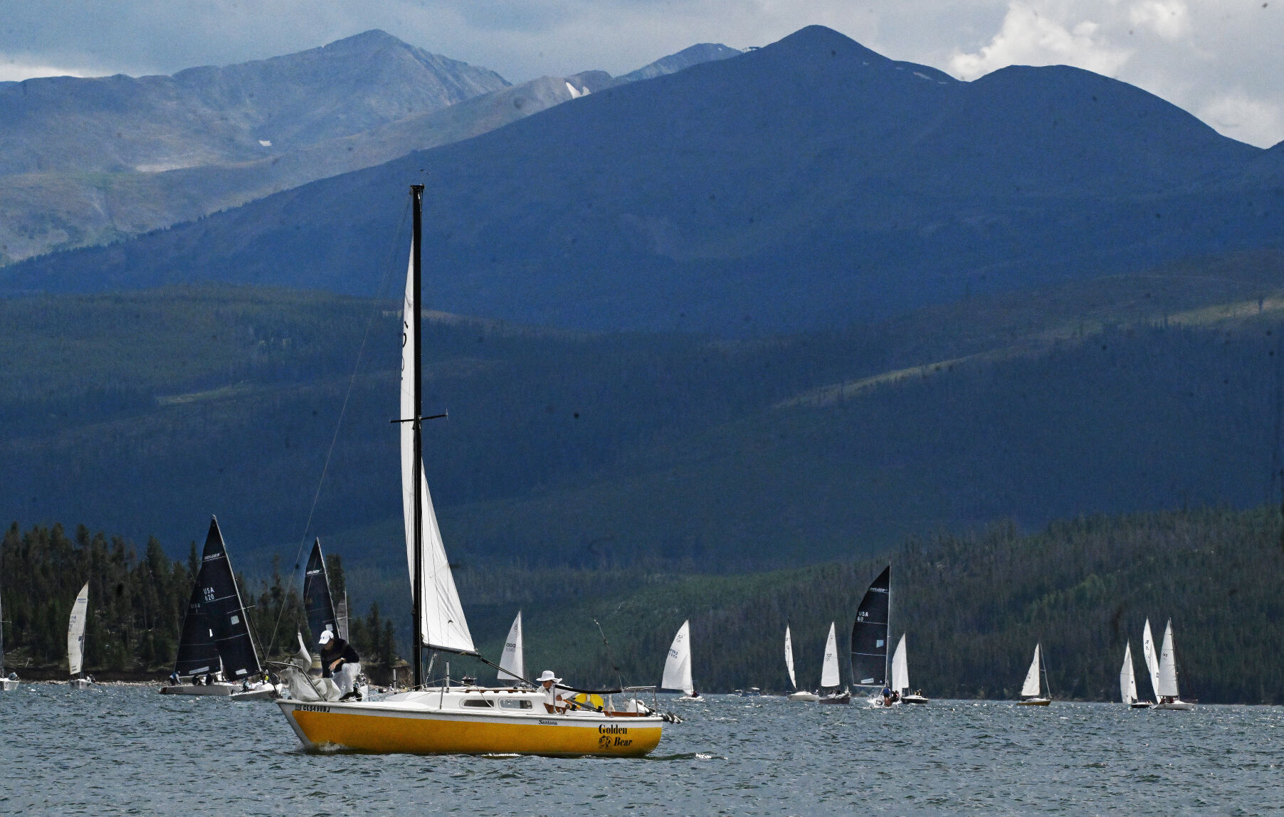 About one hundred sailboats participated in the annual Dillon Open Regatta over the weekend at Lake Dillon, held by the Dillon Yacht Club. This is the 52nd year that the regatta has been held and is the world’s highest regatta at 9,017 ft. above sea level. ONLINE PHOTO GALLERY (Photo by Jerilee Bennett, The Gazette)