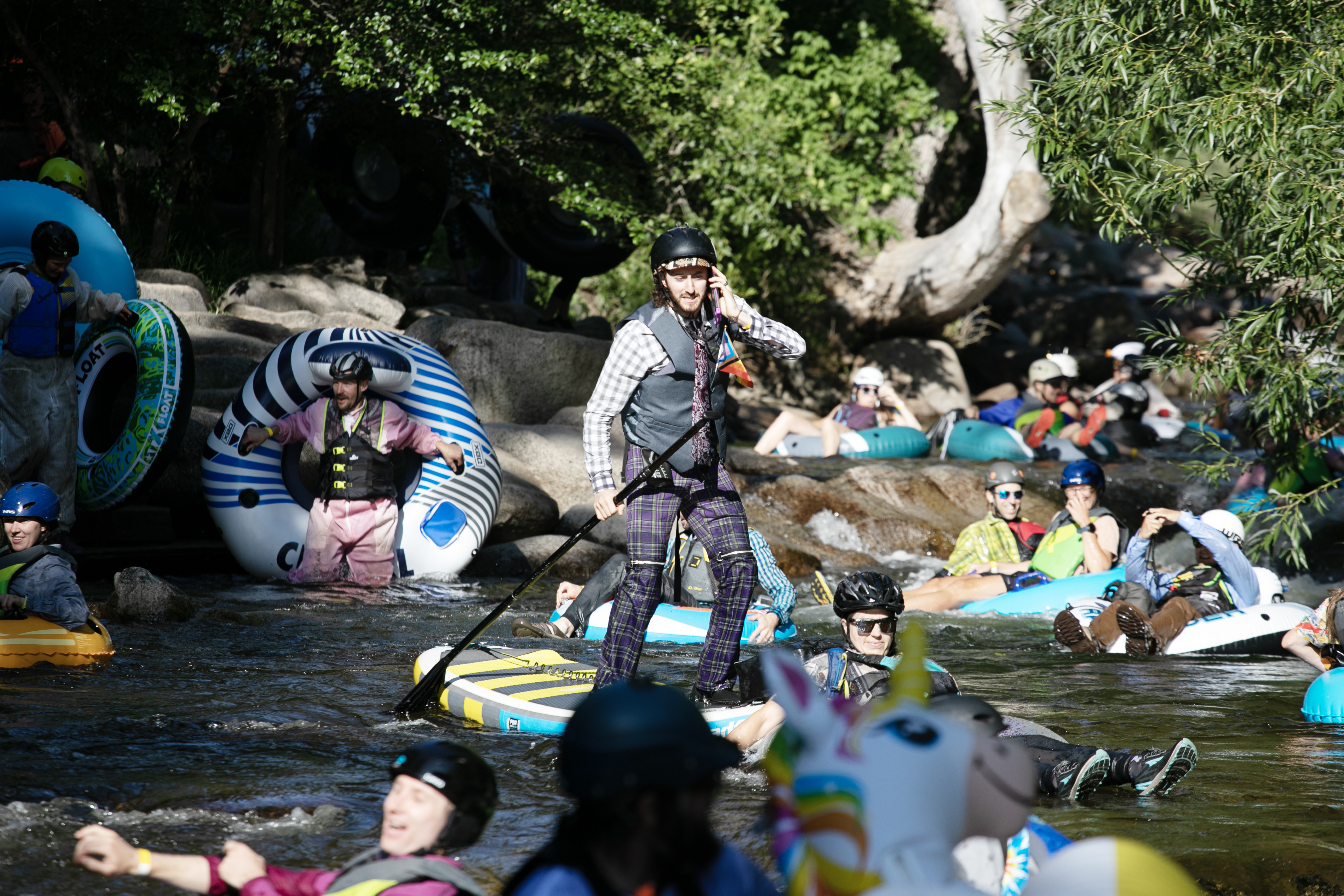 A paddleboarder takes a phone call during the annual Tube to Work Day in Boulder Creek, starting in Eben G. Fine Park on Friday, July 12, 2024. (TomHellauerMultimedia Producertom.hellauer@denvergazette.comhttps://denvergazette.com/content/tncms/avatars/f/9e/622/f9e6228a-3b6b-11ed-bf10-fbb71fa8e421.f54b911252c540f1d61709edc4727a39.png)