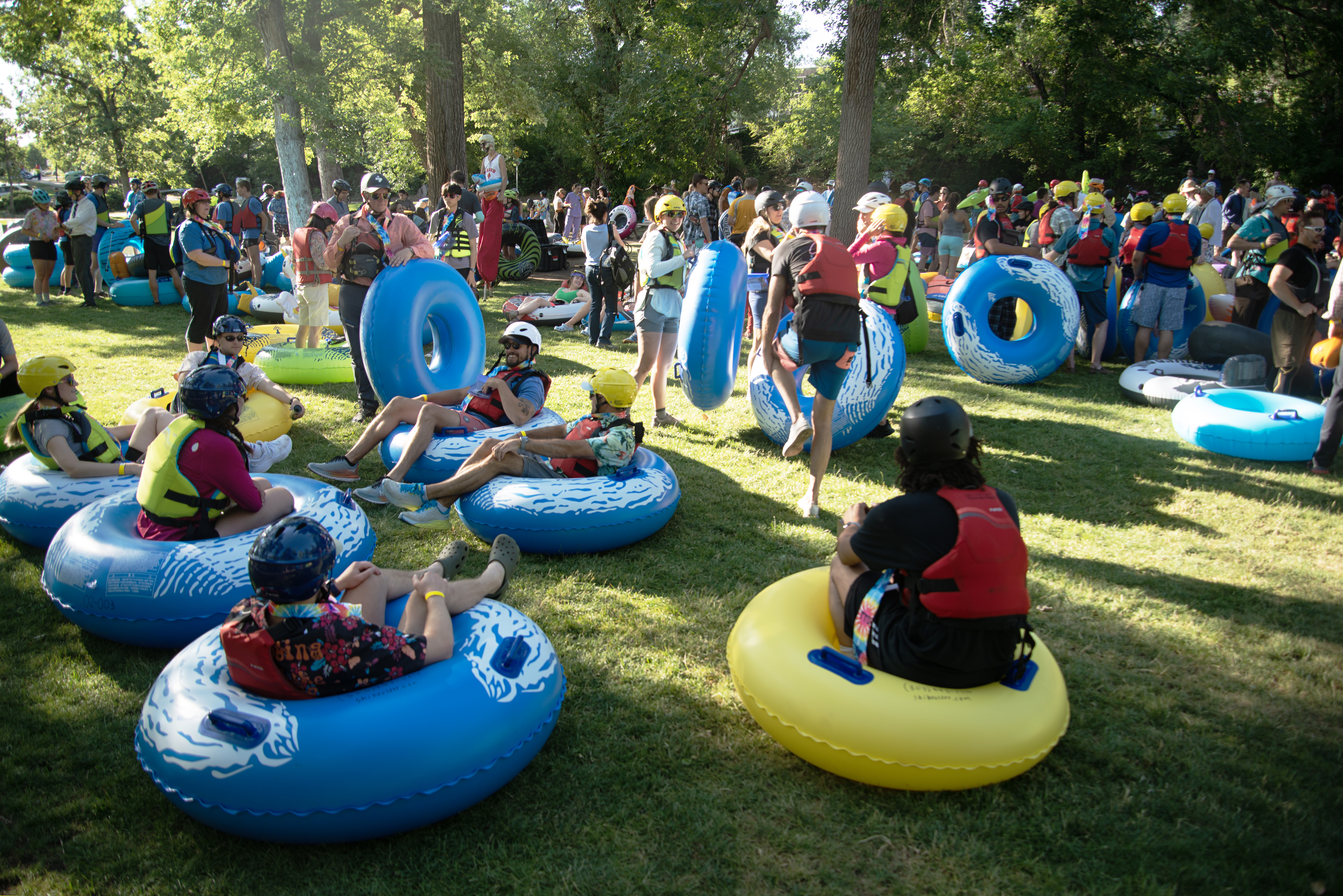Tubers wait for the festivities to commence during the annual Tube to Work Day in Boulder Creek starting in Eben G. Fine Park on Friday, July 12, 2024. 25% of ticket sales went to local non-profit, Boulder Bridge House, which works with the area's homeless population. (TomHellauerMultimedia Producertom.hellauer@denvergazette.comhttps://denvergazette.com/content/tncms/avatars/f/9e/622/f9e6228a-3b6b-11ed-bf10-fbb71fa8e421.f54b911252c540f1d61709edc4727a39.png)