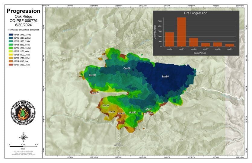 Oak Ridge Fire Progression map