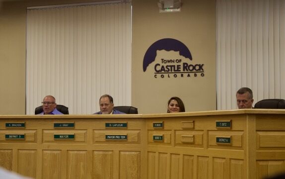FILE PHOTO: Four of Castle Rock Town Councilmembers, (left to right) Kevin Bracken, Mayor Jason Gray, Mayor Pro Tem Desiree LaFleur and Max Brooks during a town council meeting on Tuesday, Aug. 20 in Castle Rock, Colorado. (NoahFestensteinCity Government Reporternoah.festenstein@denvergazette.comhttps://denvergazette.com/content/tncms/avatars/9/f0/326/9f032698-379f-11ee-8053-8bacbed4931f.60984dba383441d9647e0e740a08a8e6.png)