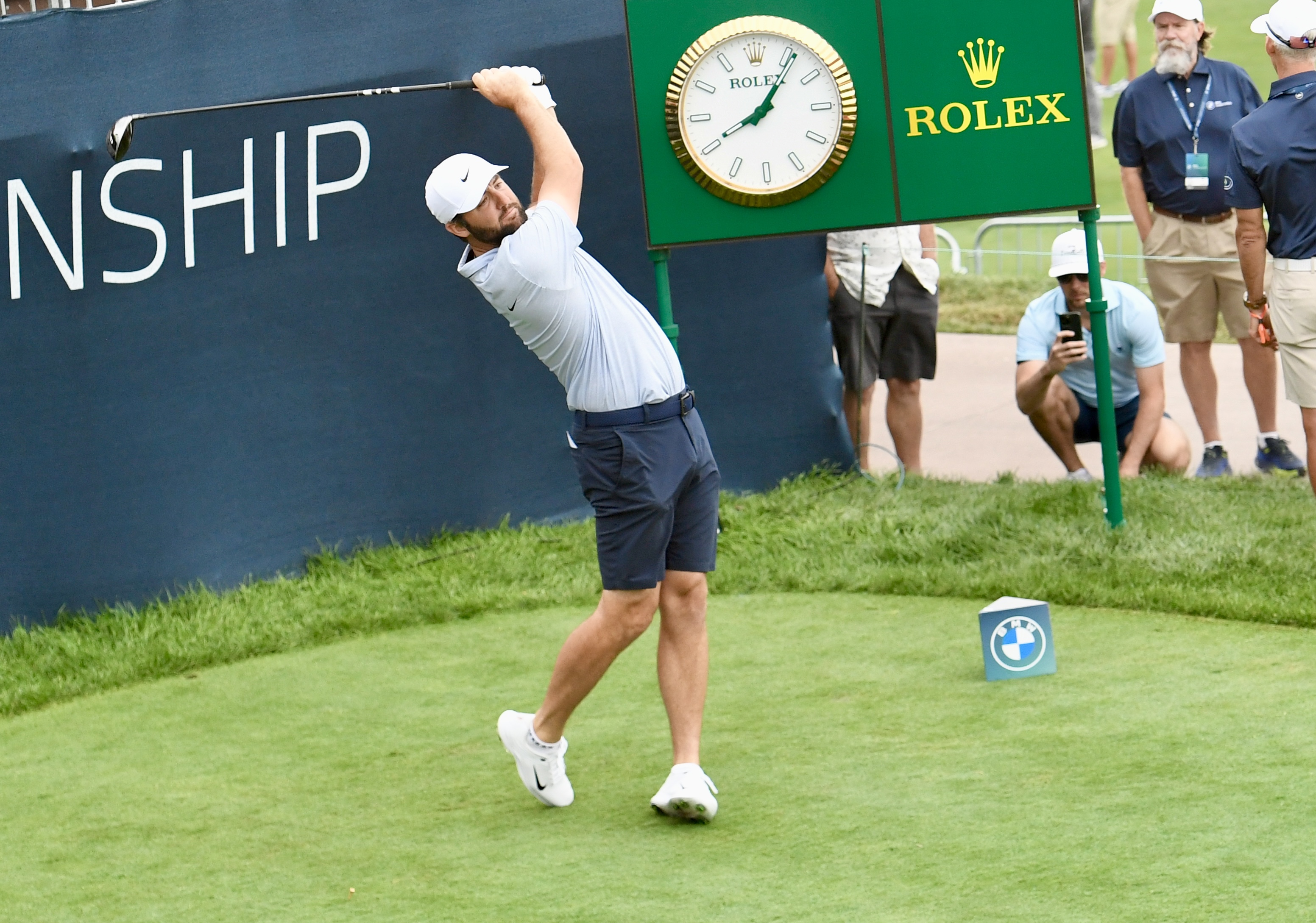 Scottie Scheffler hits a tee shot at Castle Pines Golf Club at Wednesday's BMW Championship pro-am on Aug. 21, 2024. (Carson Field, The Gazette) (CarsonFieldcarson.field@gazette.comhttps://secure.gravatar.com/avatar/c524ef3d384945349bed78d70eb2d2cd?d=mm&r=g)