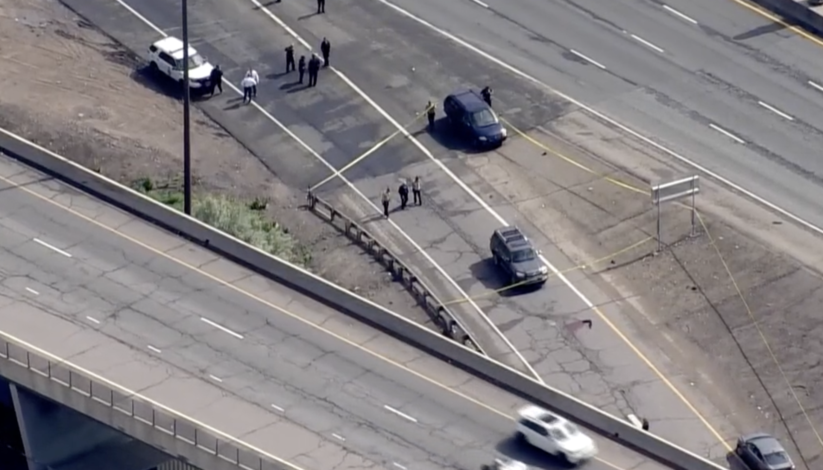 The scene of the shooting June 13, 2023 when police blocked off the area where Stephan Long and brothers Damon and Blake Lucas had their altercation. Denver District Attorney Beth McCann announced Wednesday she's working to have the final murder charge against Long dropped. (9News screenshot)